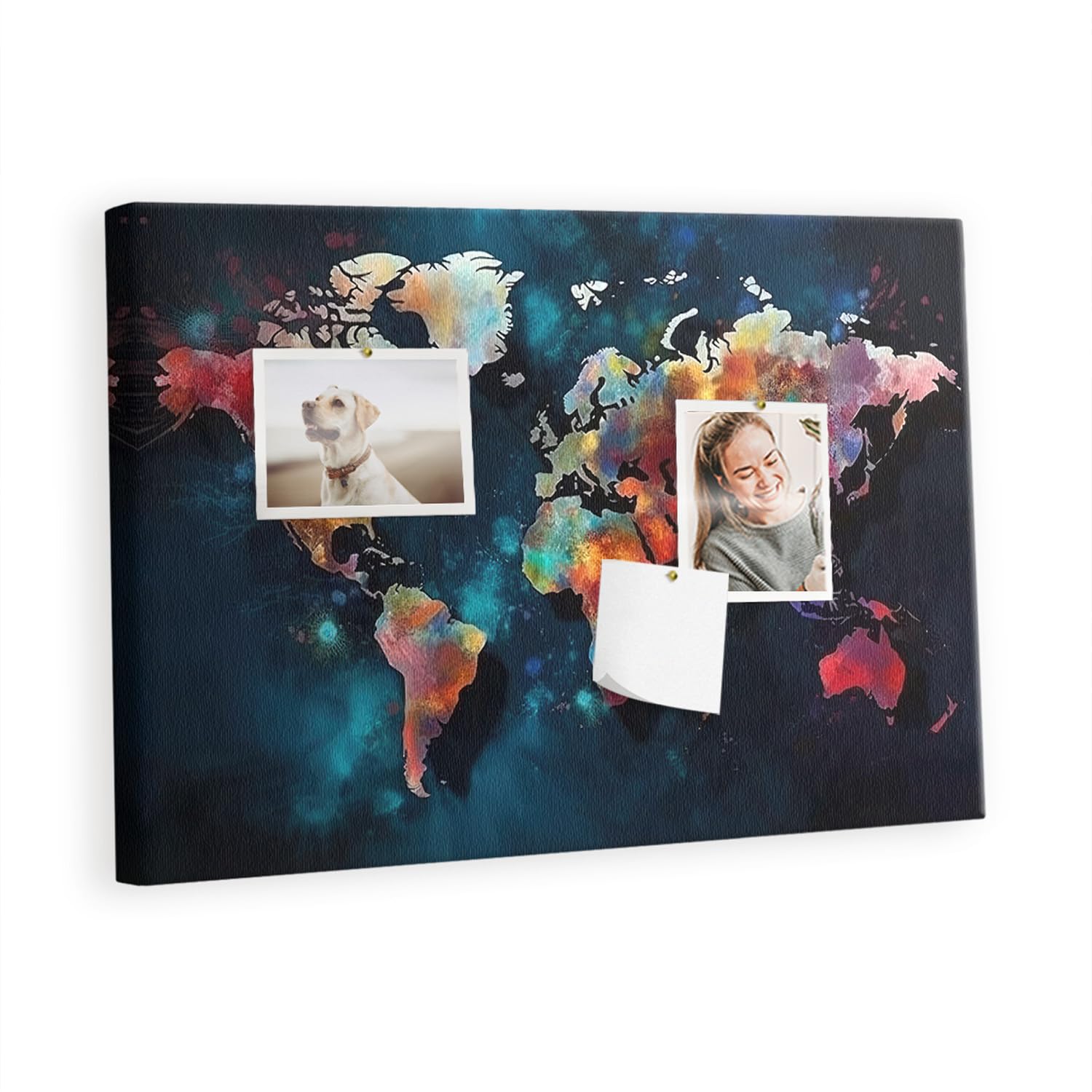 Planche horizontale liège naturel 60x40 tableau mural carte du monde
