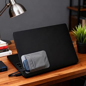 Portable Hard Drive Sleeve 2-Pocket Stick on Pouch with Reusable Adhesive SSD Hard Drives Carrying Case Computer Accessories Pouch Holder for Most Laptop External Solid State Drive Mouse USB Cable