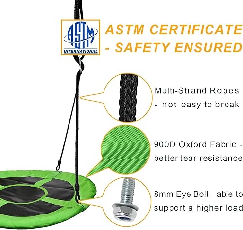 Miniatura 2 de PACEARTH Columpio de árbol de 40 pulgadas, capacidad de peso de 900 libras, 2 correas colgantes adicionales, cuerdas ajustables de múltiples hebras,