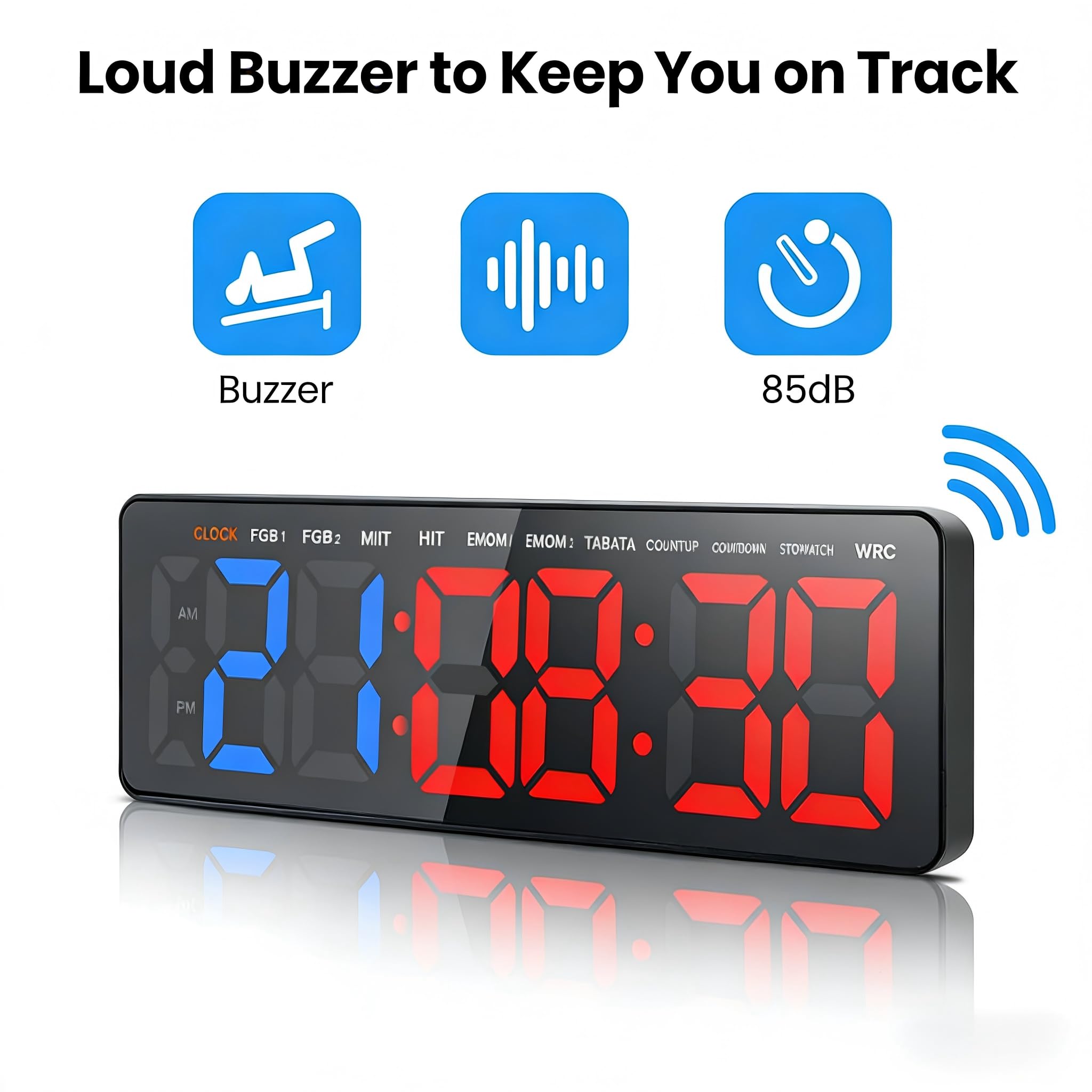 Siłownia timer, timer interwałowy z odliczaniem / up, stoper, duży, 16,5" LED, cyfrowy zegar ścienny do treningu fitness, HIIT, Tabata, domu, garażu
