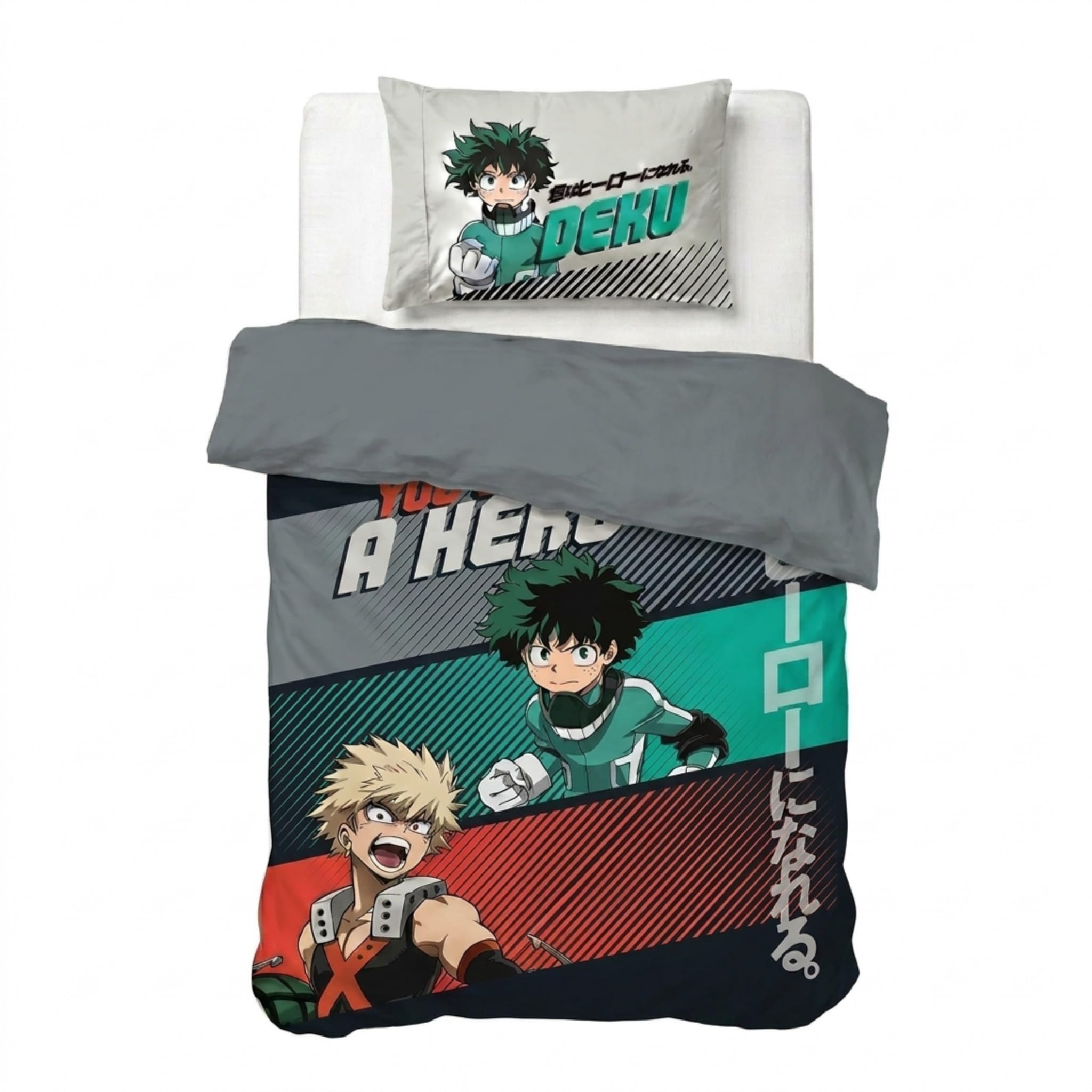 Jay Franco Children's Sony My Hero Academia Single Duvet Cover Set – 100% Cotton Super Soft Bedding with Pillowcase, Official Licensed Product, Multi, 2 Piece Set — image 1
