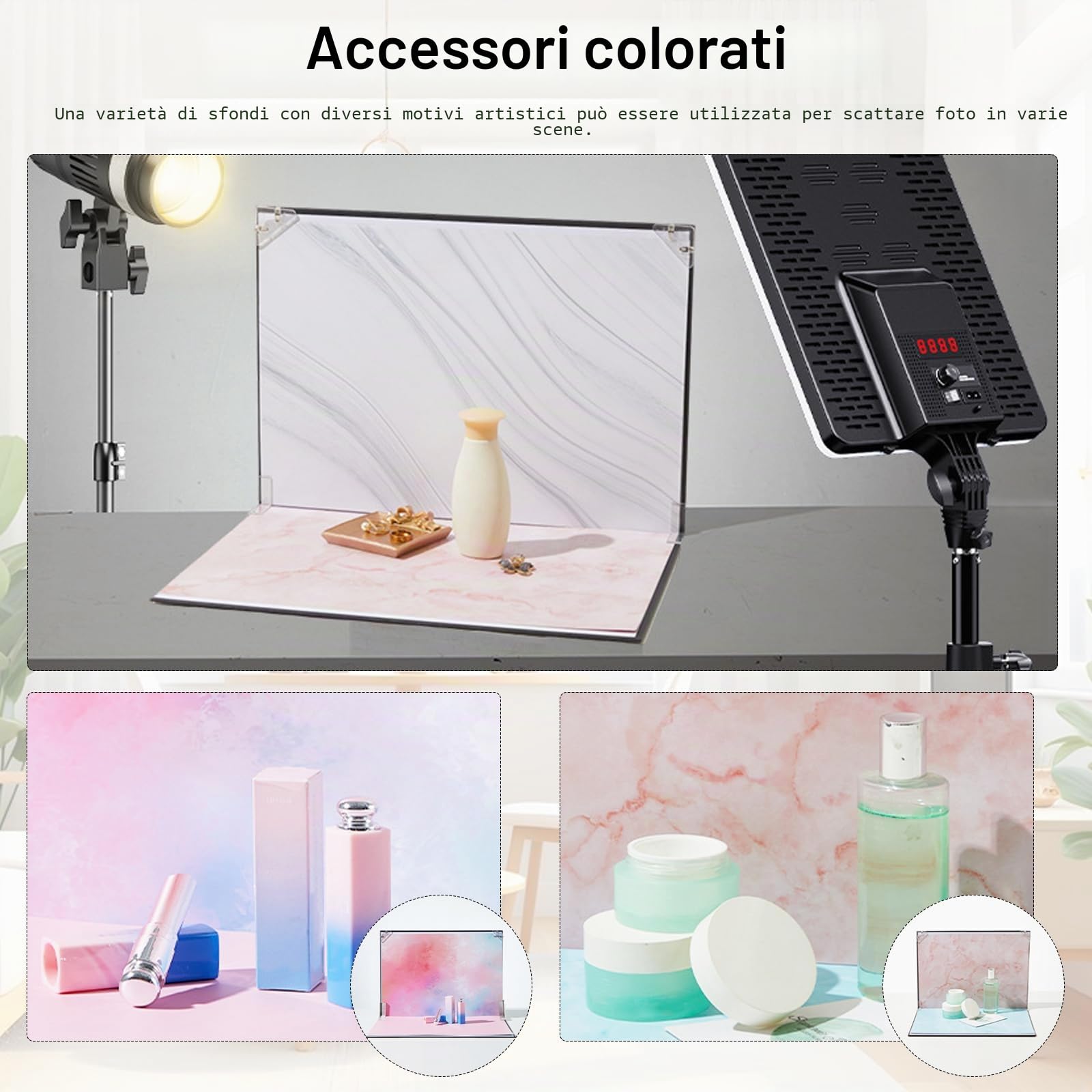 Kit Di Fondali Fotografici, 42x29cm Fotografici Da Scrivania Con 10 Sfondi Pieghevoli Bifacciali Carta Da Parati Per Studi Oggetti Di Scena Gioielli Cosmetici Tavoli Servizi