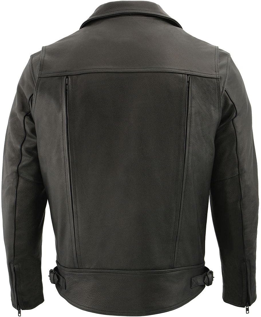 Milwaukee Leather mens Mlm1520 Men's Vented Black Leather Jacket