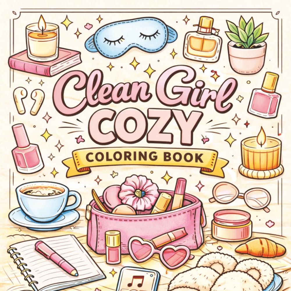 Clean Girl Cozy Coloring Book: Aesthetic Everyday Objects, Soft Vibes and Stress Relief Coloring Pages, a Clean Girl Collection of Simple, Cute and Relaxing Pages to Color