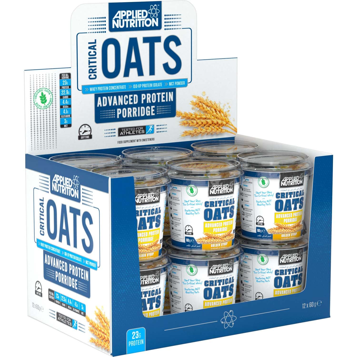 Applied Nutrition Critical Oats Protein Porridge, Golden Syrup - 12 x 60g