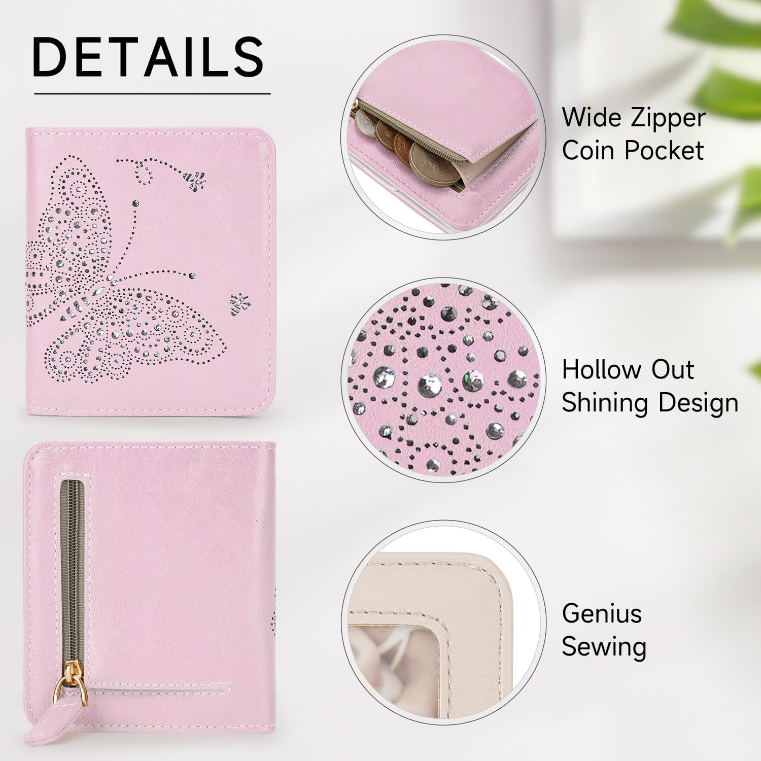 Small RFID Wallet Women Ultra Thin Slim Womens Wallet Mini Compact Bifold Pocket Ladies Wallets for Women LIGHT PINK - Image 4