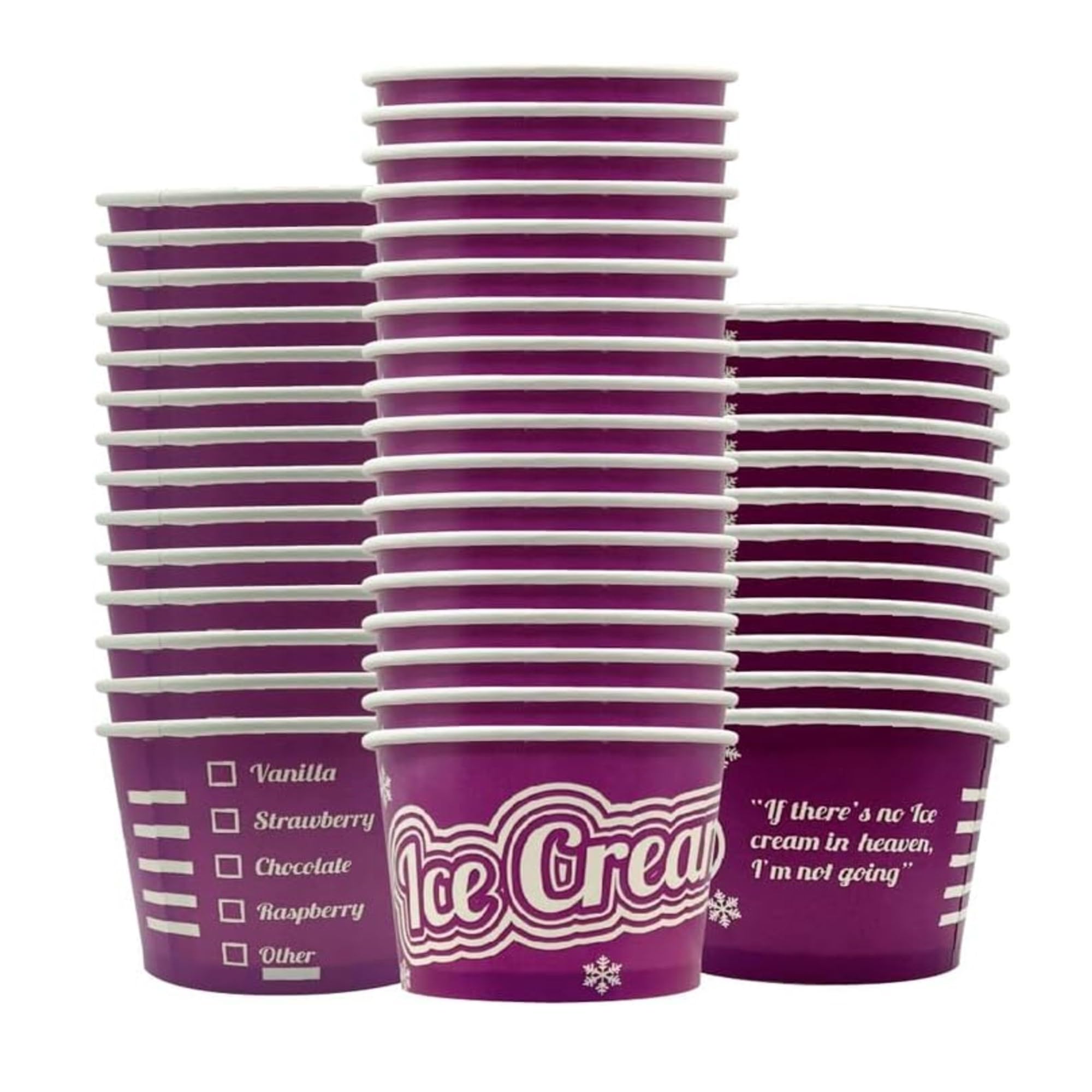 NIEVAN Ice Cream Tubs 500ml (16oz) – 100pcs Disposable Ice Cream Cups, Dessert Cups & Bowls, Paper Bowls Disposable for Sundaes, Cake, Parties, Catering, Cafes & Events