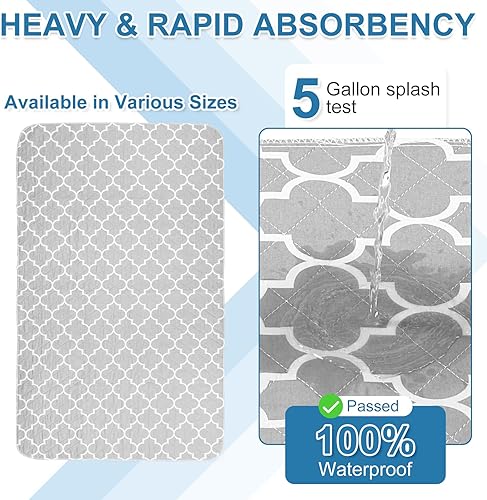 Miniatura 2 de OUTCREATOR Paquete de 2 almohadillas de cama para incontinencia, almohadillas antideslizantes impermeables (56 x 34 pulgadas) para niños pequeños,