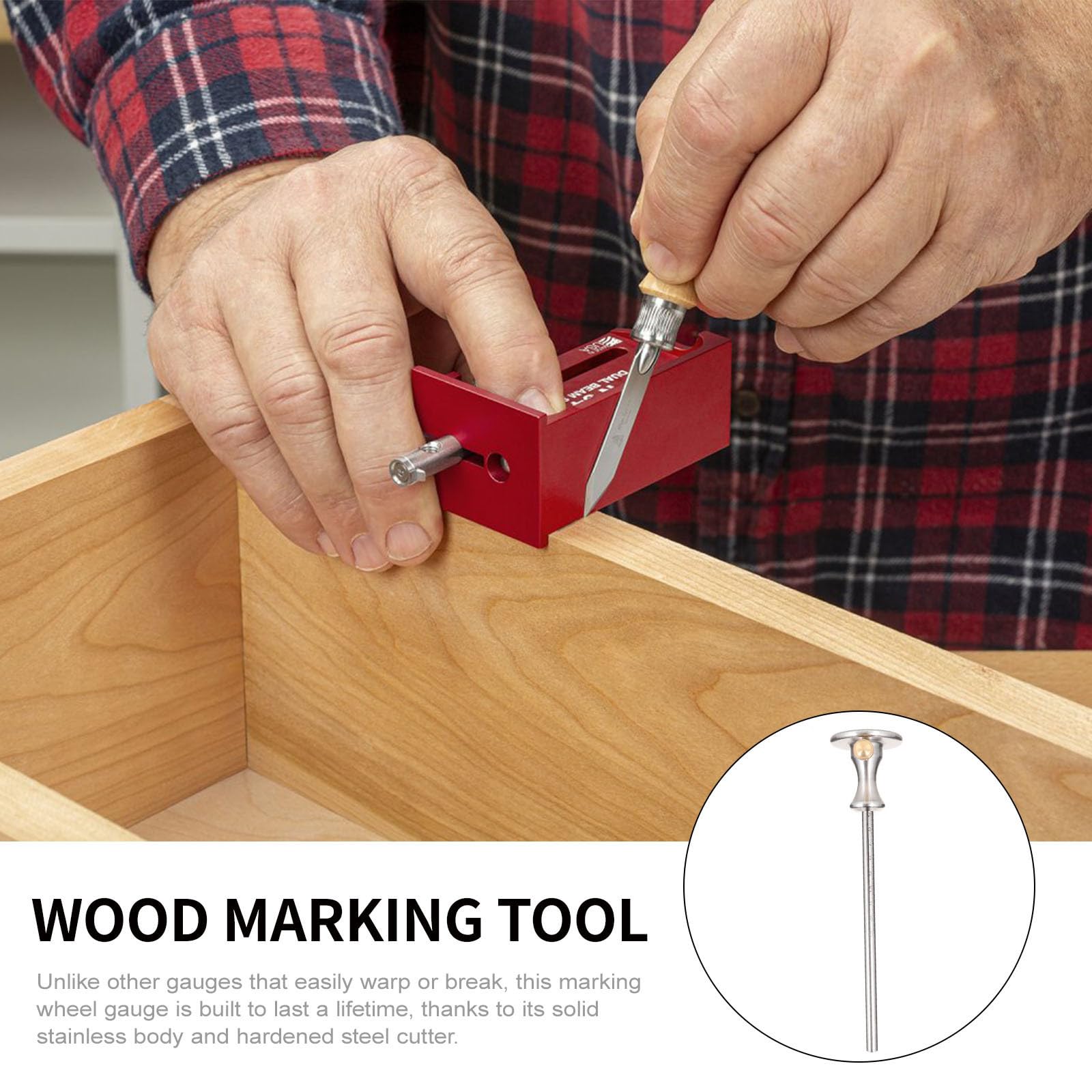 Herramienta de Trazado para Carpintería, Herramienta para Marcar Madera, Acero Inoxidable y Aleación de Aluminio, Regla Graduada Grabada, Guía Microajustable Tornillo, Diseño