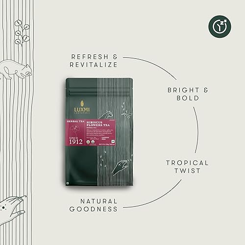 Miniatura 5 de Luxmi Estates - Té suelto orgánico de flores de hibisco, 8.82 oz (125 tazas), sin OMG, sin cafeína, bolsas de té piramidales ecológicas de alta