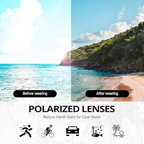 Miniatura 6 de LVIOE Gafas de sol polarizadas para mujer, gafas de sol envolventes de moda con protección UV400 LS6202