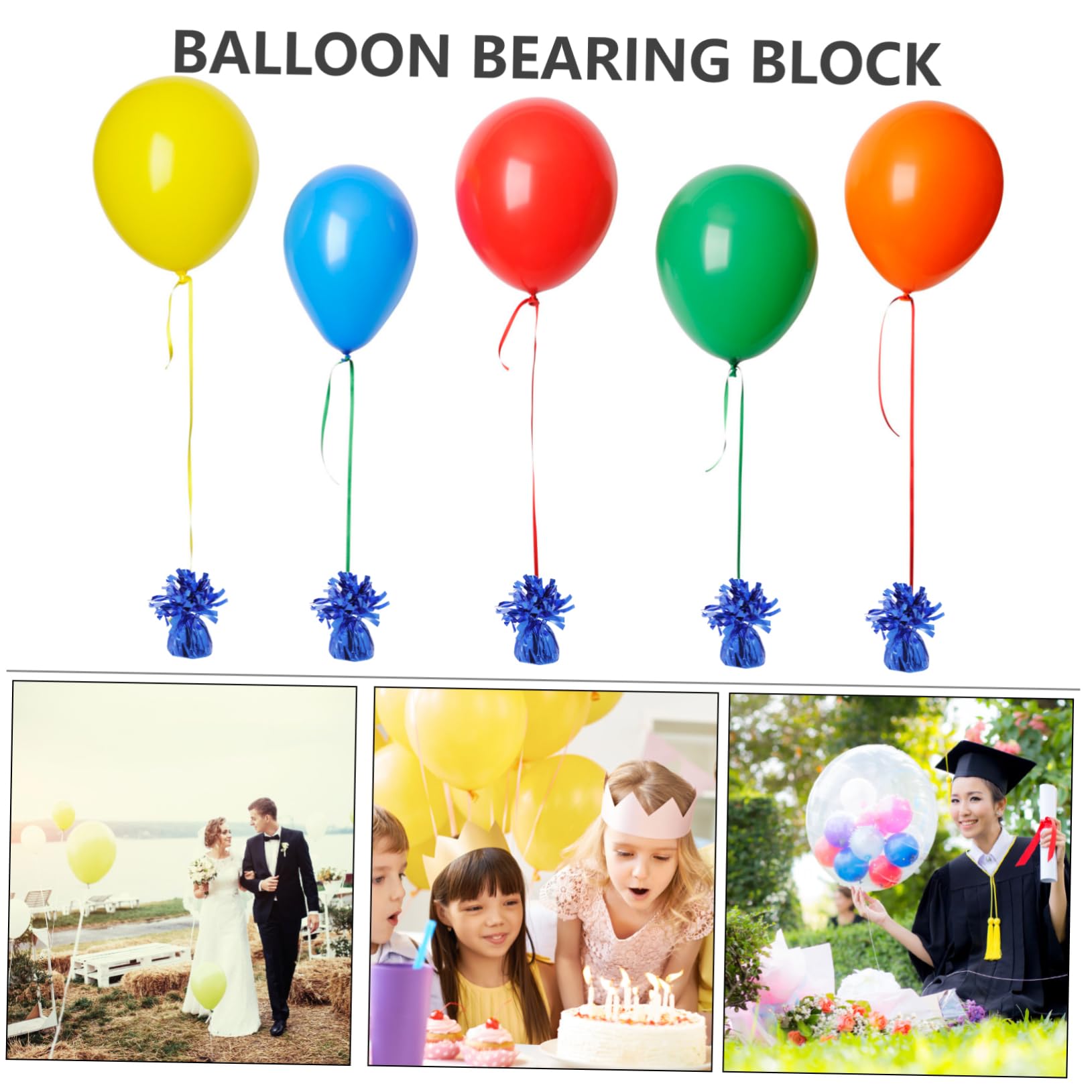 Blocchi Peso per Palloncini 12 Pezzi in Alluminio Blu | Calcestruzzo Rivestito, Design Foro Piccolo, Decorazione Creativa per Shower e Cerimonie di Laurea