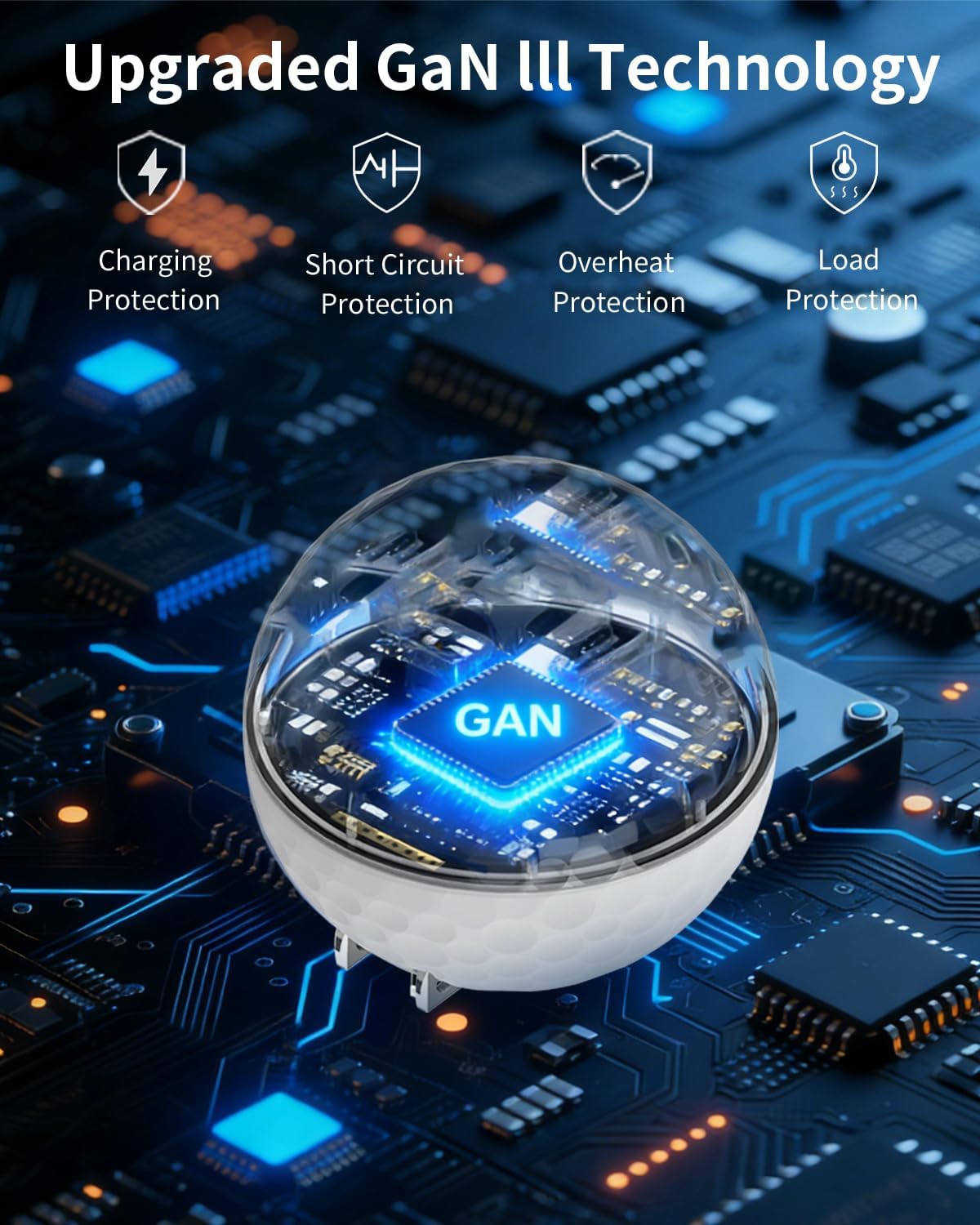 65W USB C Wall Charger, Creative Ball Fast Charger Block with 2 USB-C & 2 USB-A for iPhone 17/16/15 Series, Galaxy S25/S24, Pixel 10/9, MacBook Pro/Air, Dell XPS, iPad Pro