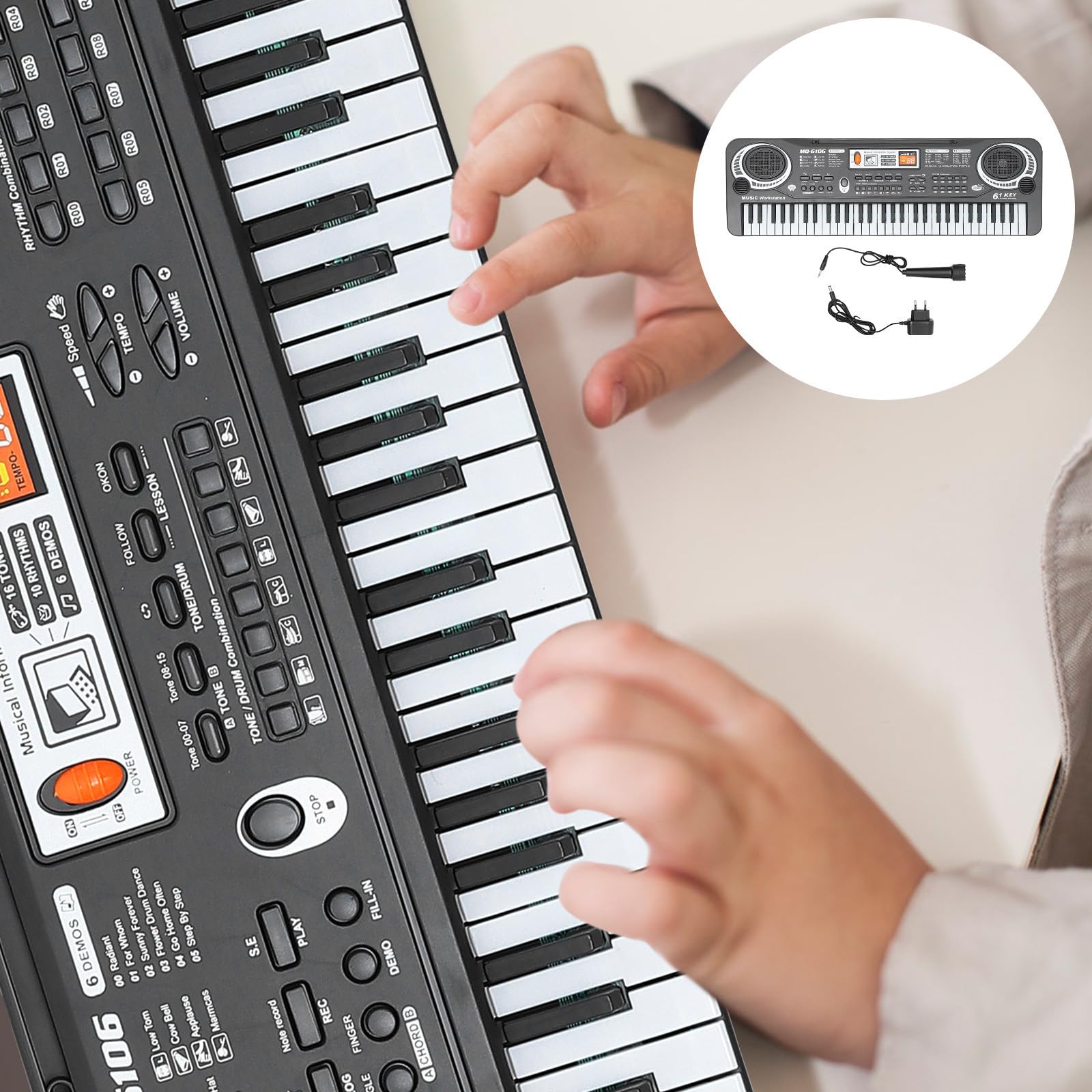 Piano Electrónico para Niños Pequeños de 61 Teclas, Juguete Abs
