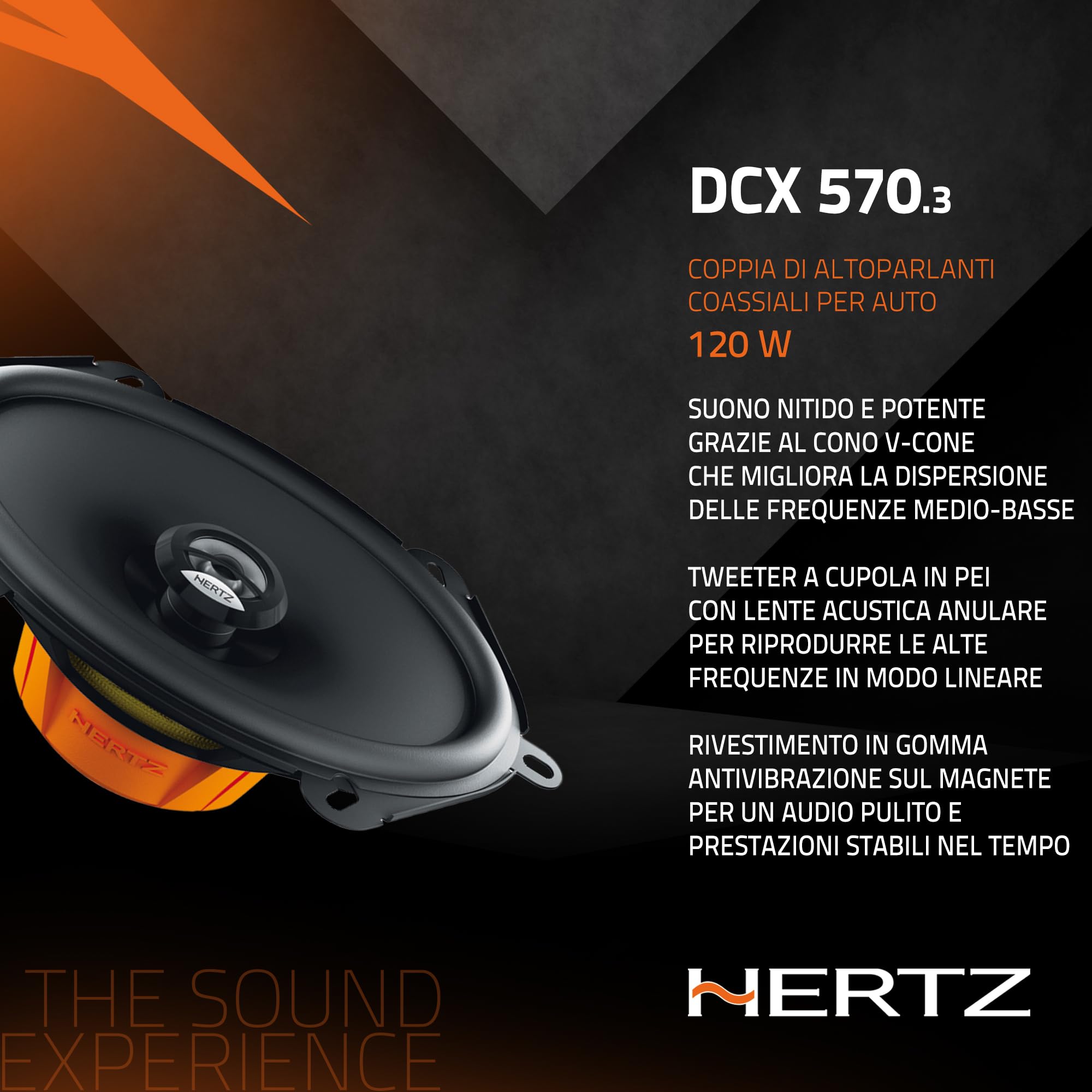 Hertz DCX 570 – Coppia di coassiali per auto 5x7'' 120W, Suono bilanciato e potente