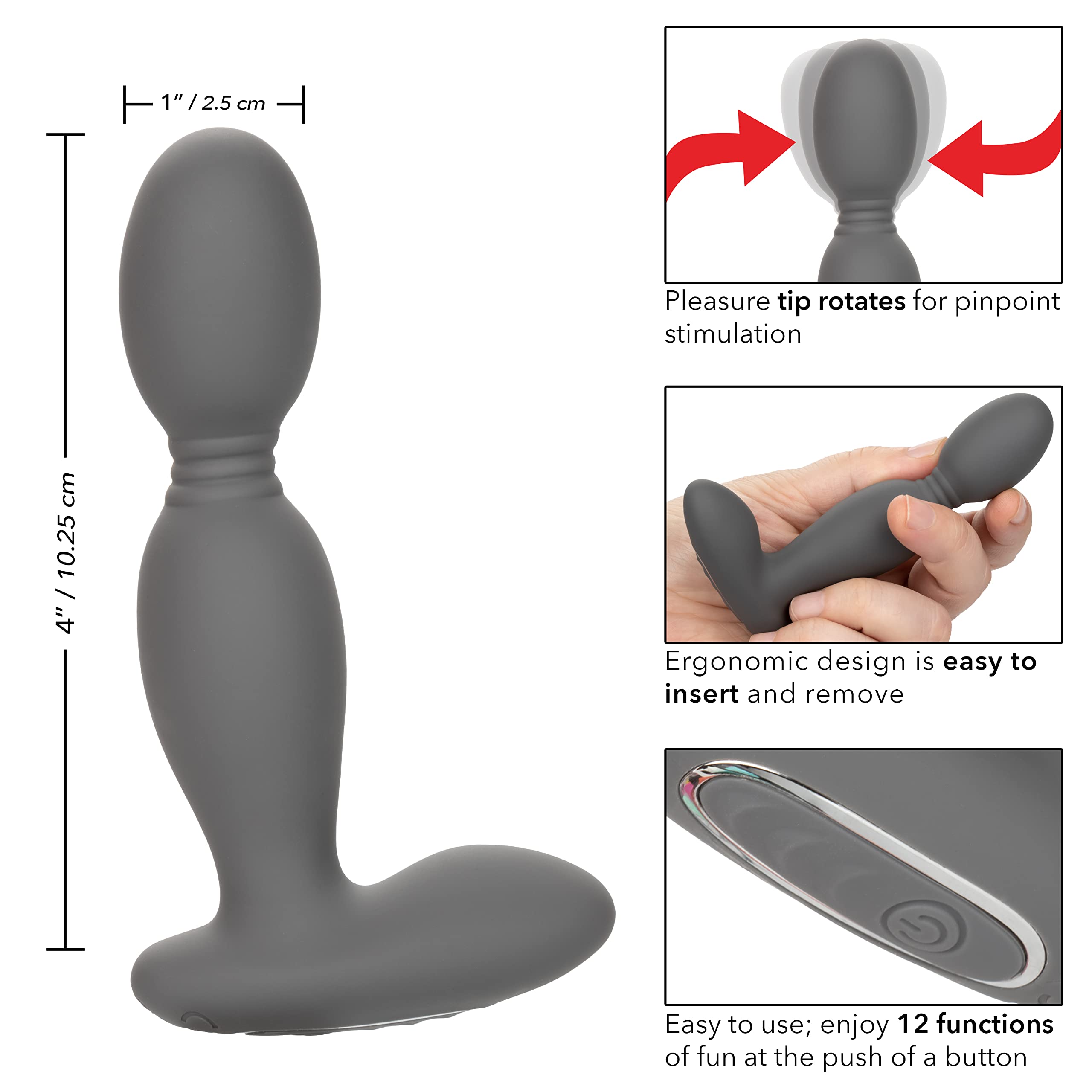Amazon.com: CalExotics Eclipse Rotator Probe – Premium Rechargeable  Silicone Anal Vibrator Adult Sex Toy – Black : Health & Household