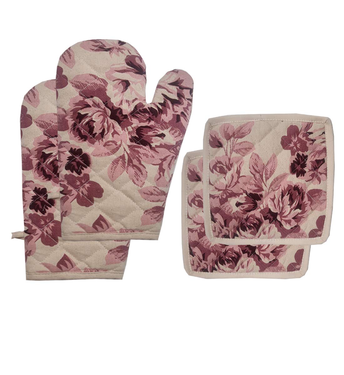 Oven Mitten 2 Printed Gloves Cotton Oven Mitts with 2 Pot Holder (Organic Cotton 100% Feather Soft Finish) (Floral 1) (B0BS1D2457) Amazon Price History, Amazon Price Tracker