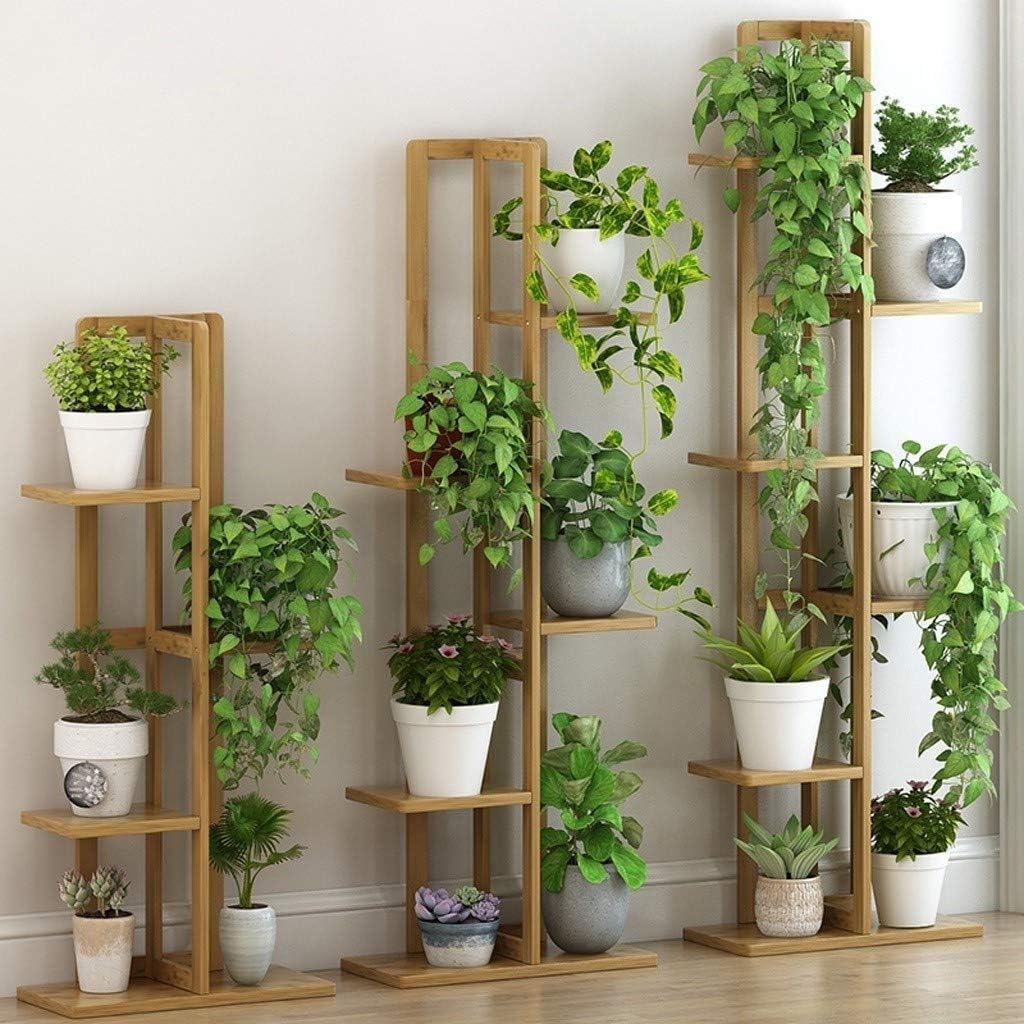 Plant Shelf,Plant Rack for Home Bamboo Multi Layer Plant Stand Storage Rack for Indoor Flower Display 57inch Height Simple and Stylish Design for Home Decor and nization(Parent)