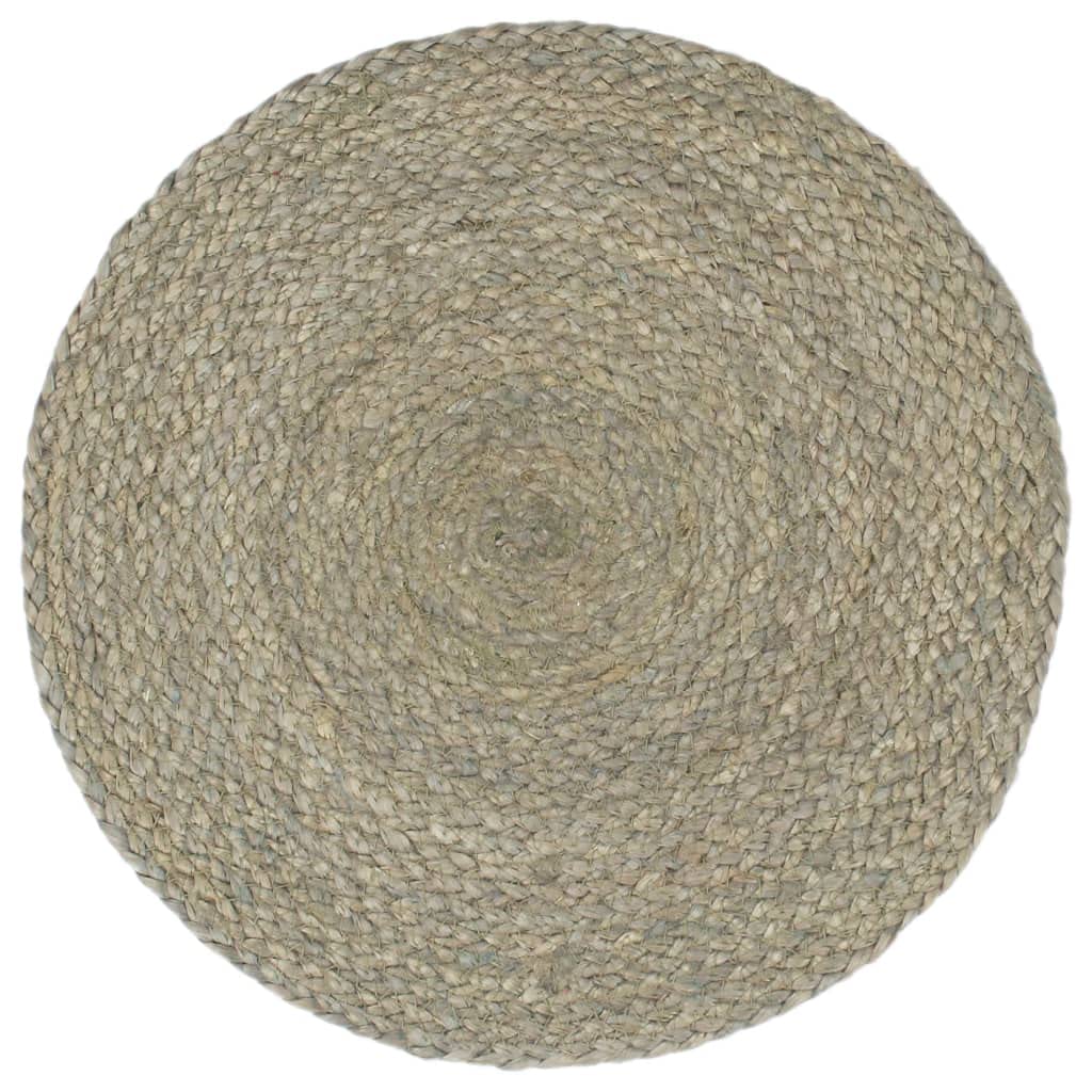 Platzdeckchen, 6 Stück, einfarbig, Grau, 38 cm, runde Jute, Artikelfarbe: Grau