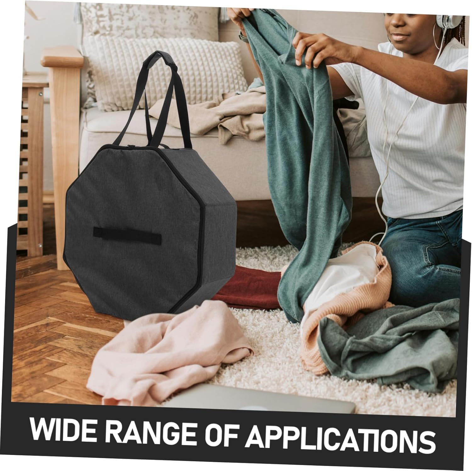 Cabilock Canvas Cowboy Hat Storage Bag Foldable Hat Box for Travel Storage Men Women Cap Carrier