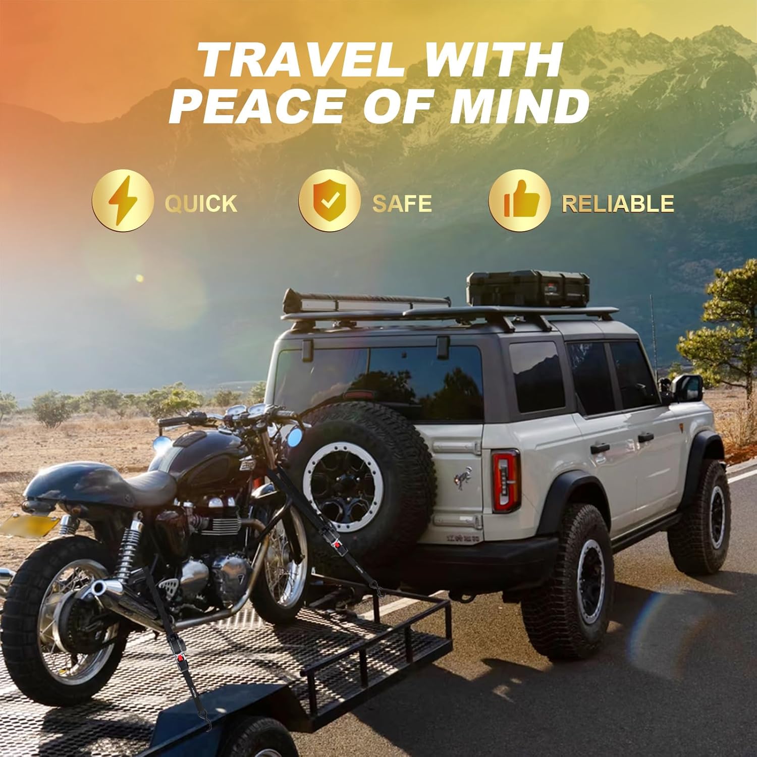 Retractable Ratchet Straps (4-Pack) - 1 Inch x 10 Feet (1,650lb Break Strength) - Heavy Duty Auto Self Retracting Tie Down Straps for Truck, Cargo Trailer, Motorcycle, ATV, UTV - Black