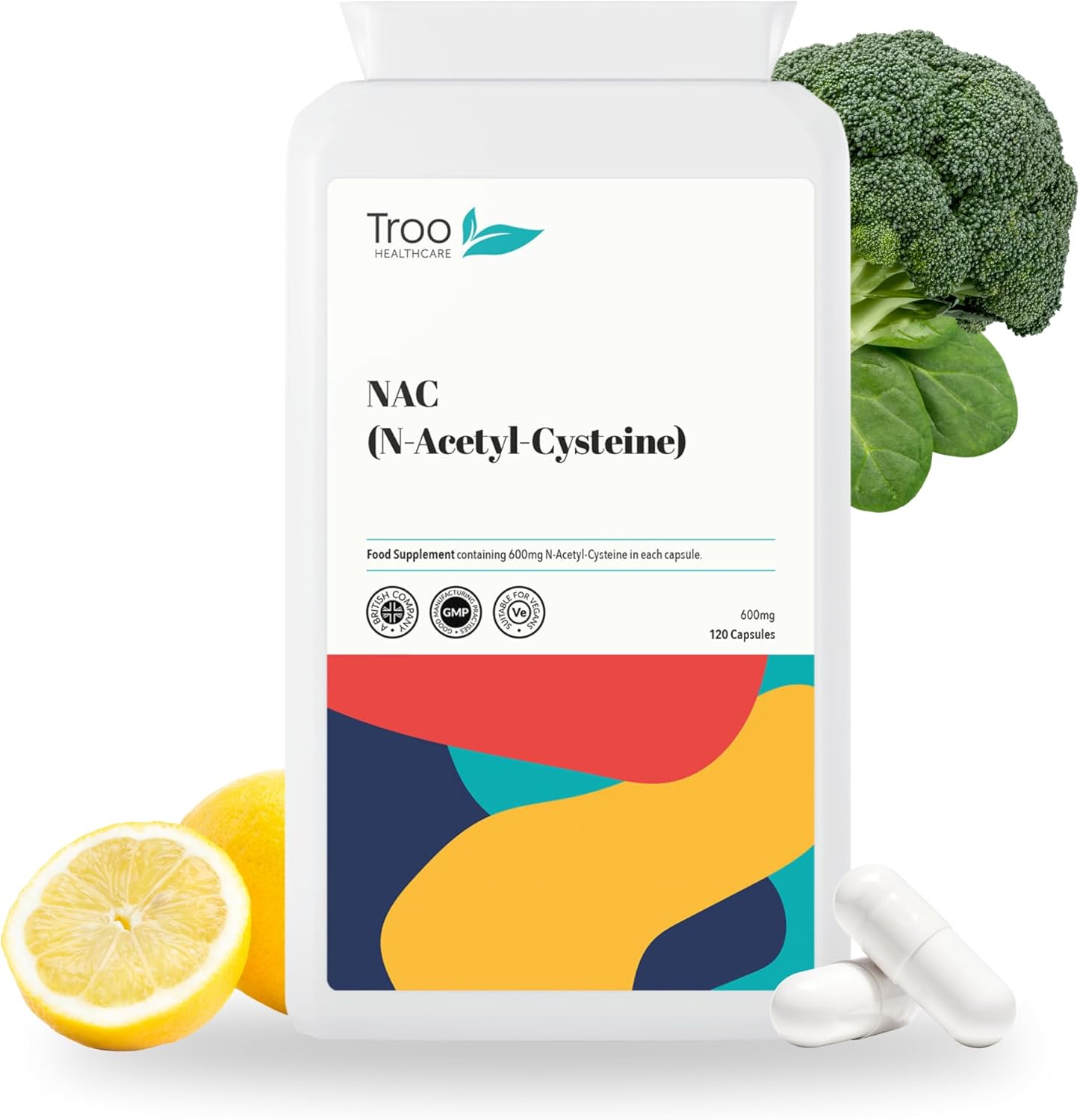 NAC Supplement 600mg by Troo Healthcare – High Strength N-Acetyl-Cysteine Supplements for Liver Health – Allergen-Free Vegan Capsules – Non-Toxic Amino Acid Supplements for Women & Men – 120 Count