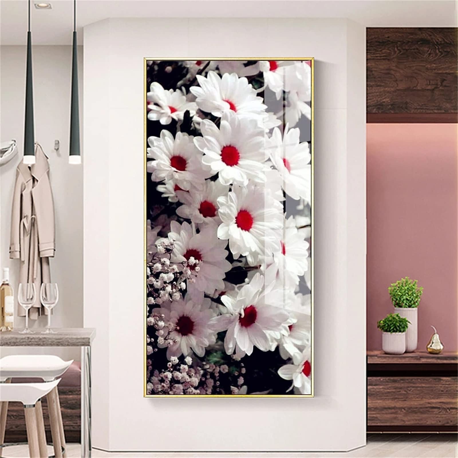 DIY zestawy do malowania diamentami 5D, pełne wiertło diamentowy obraz dla dorosłych i dzieci, kryształ górski haftowanie obrazy do dekoracji ścian domu - 60 x 120 cm / 24 x 47 cali (kwiaty)