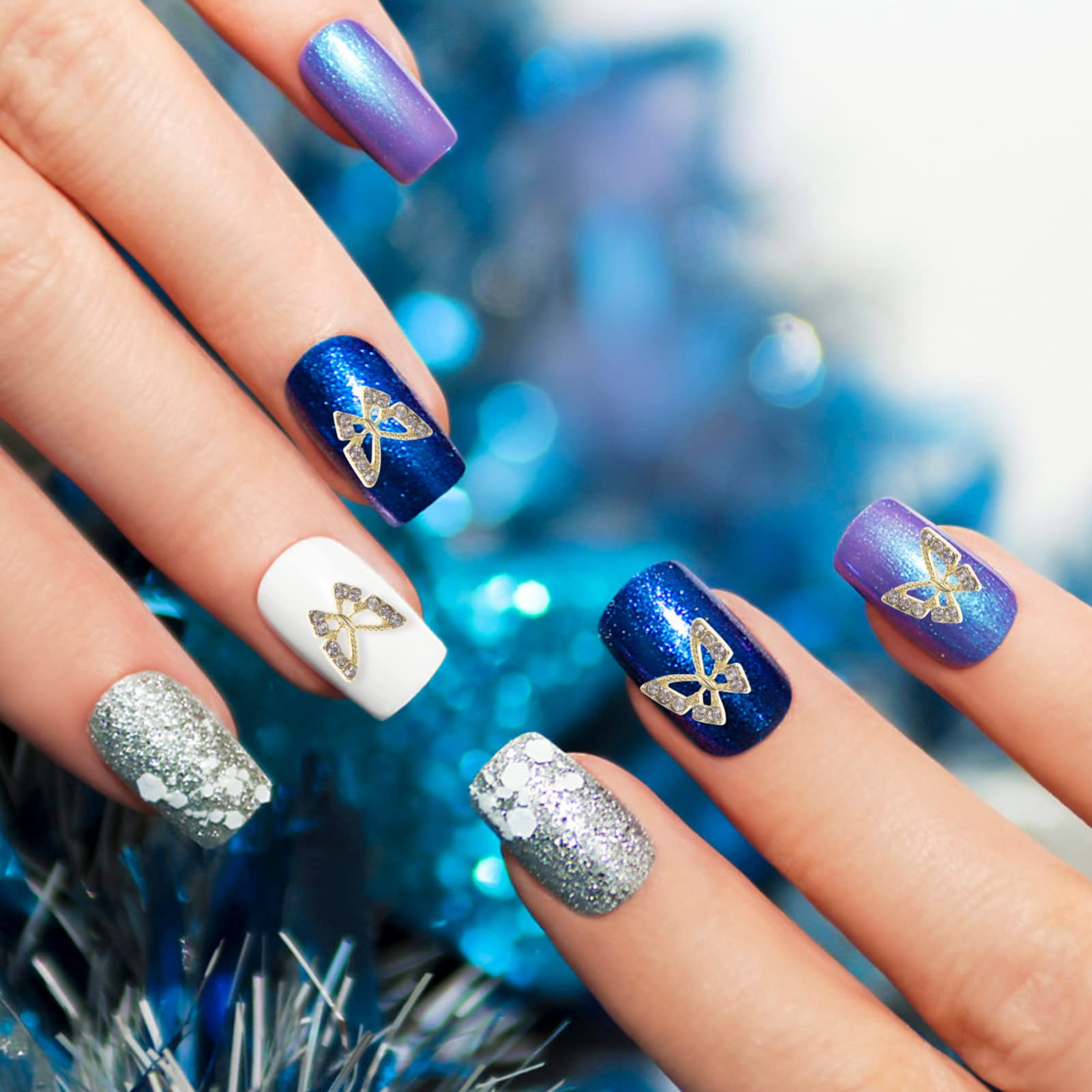 FRCOLOR 4 Set Eleganti Decorazioni Per Unghie A Farfalla Con Gemme Per Manicure Per Donne Strass 20 Pezzi * 4