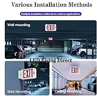 Vista 6 de Señal de salida con luz de emergencia, luz LED de salida con batería de respaldo, letra roja de doble cara, luz comercial de salida de emergencia