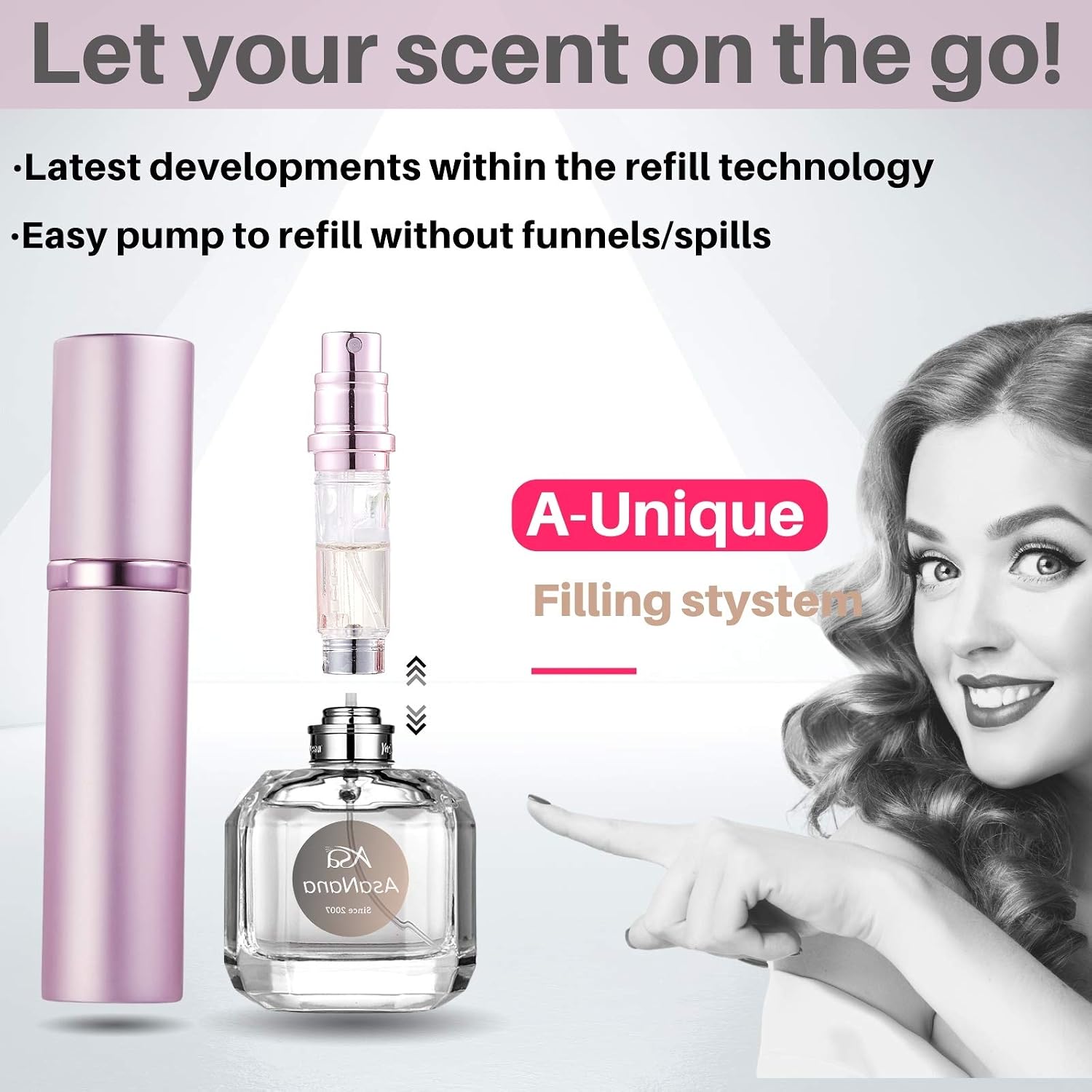 AsaNana Perfume Atomiser, Refillable & Travel Size Perfume Bottle, Leaking Proof,Bottom Pump without Funnel - Image 3