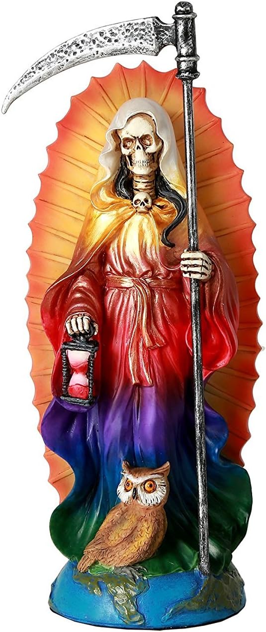 Pacific Giftware Santa Muerte Saint of Holy Death Standing Religious Statue 7.25 Inch Rainbow Tunic Seven Powers Santisima Muerte Sculpture