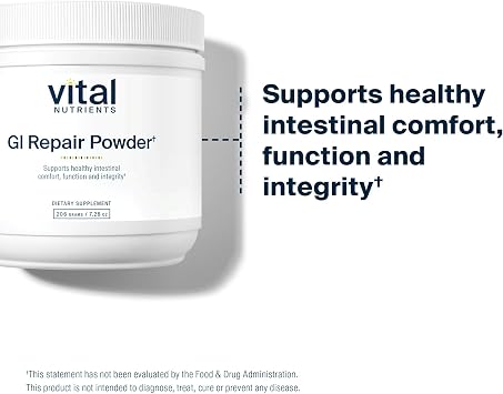 Vital Nutrients GI Repair Powder - Leaky Gut Powder with L Glutamine and Zinc - Digestive Enzyme Supplement to Support Gut Health and Digestion - Gluten Free - 40 Servings