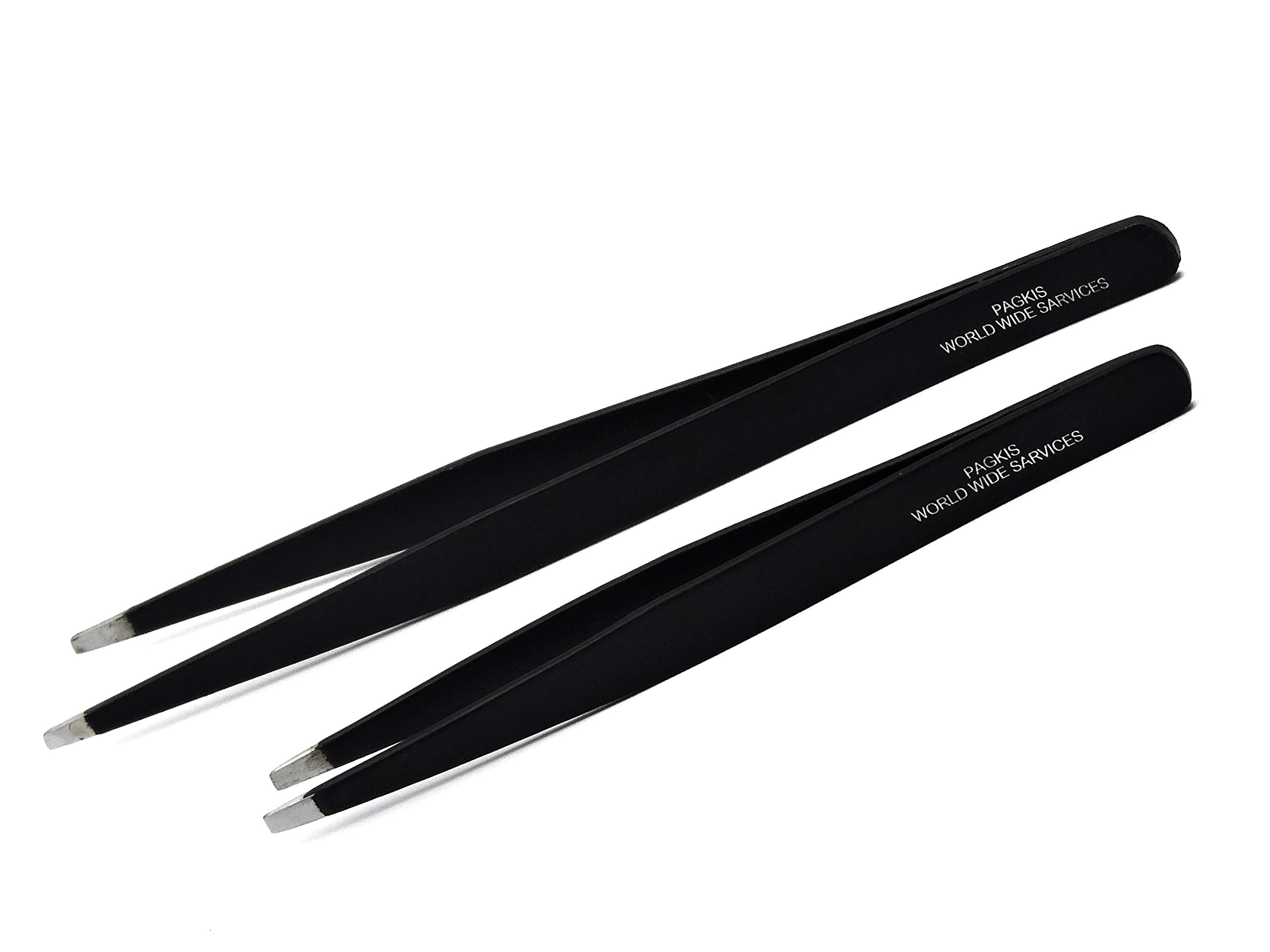 PagKis Set of 2 Slant Flat Tip Black Tweezers Pluckers for Eyebrow Making (B07MVYT6L5) Amazon Price History, Amazon Price Tracker