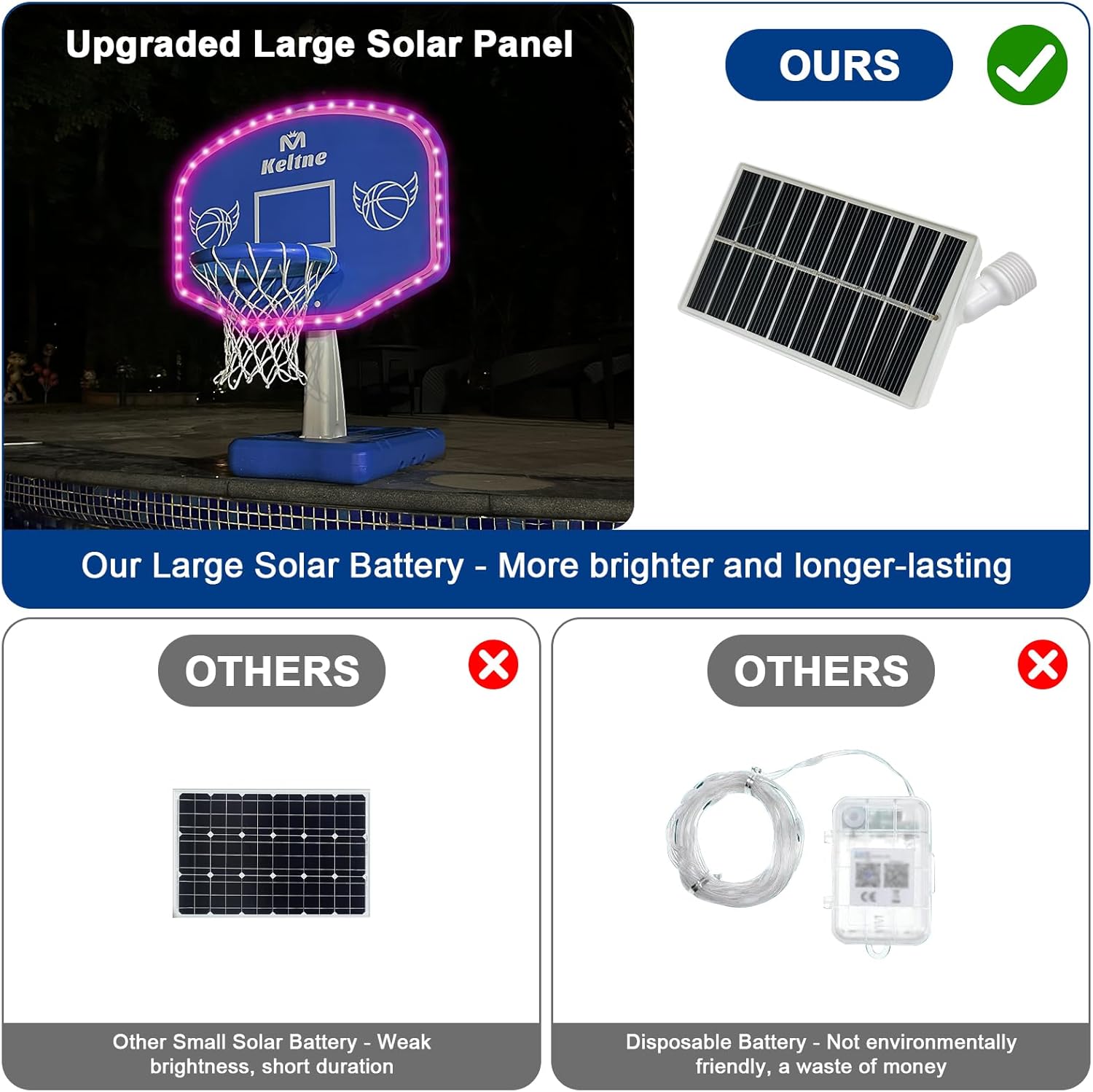 LED Pool Basketball Hoop, Poolside Water Basketball Hoop with High-Brightness Colorful Solar Lights, Oversized Basketball Hoops for Pool with 2 Balls/Pump, Light-Up Pool Games for Adults Teens.