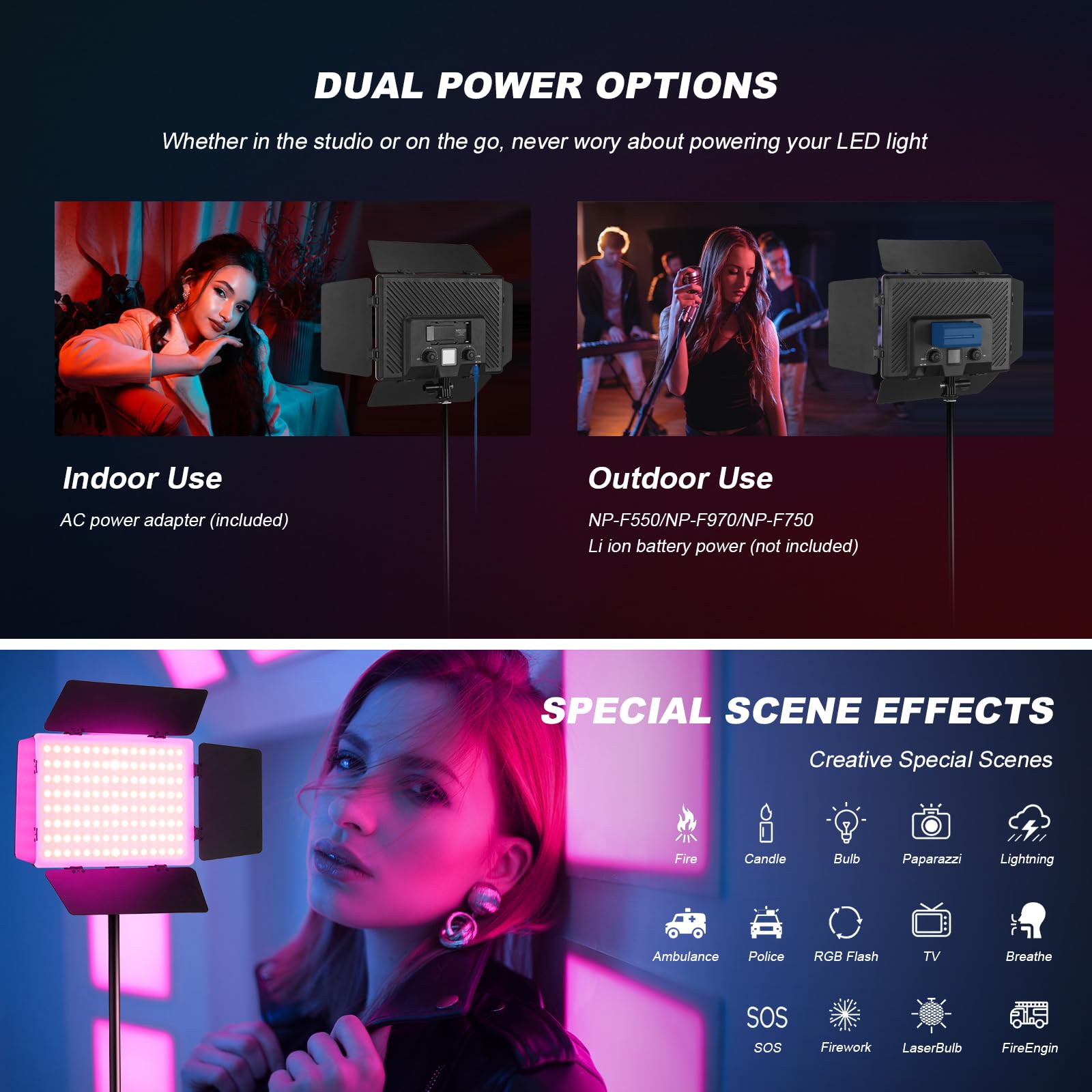 Soonpho 2-Pack RGB LED Video Luce Panel Set con Barn Door 2500-8500K Dimmerabile 20W Light Fotografia Studio Illuminazione con 1,6 m Treppiede Stand e Mobile Phone Holder per Video YouTube Live
