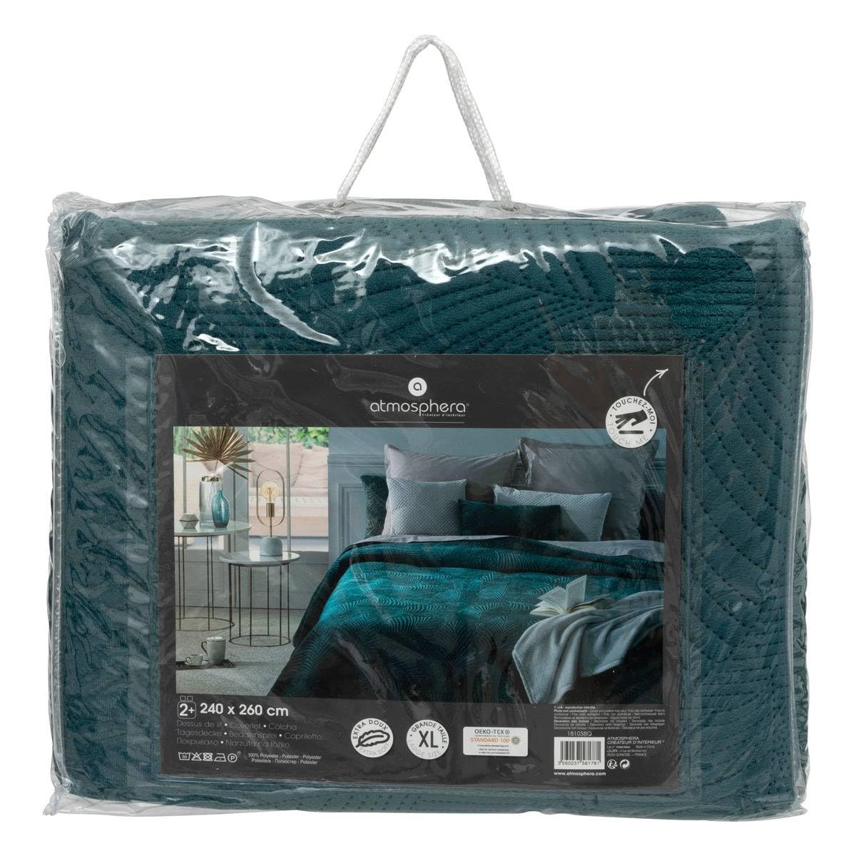ATMOSPHERA CREATEUR D'INTERIEUR Oberbett, Velours, 240 x 260 cm, Entenblau