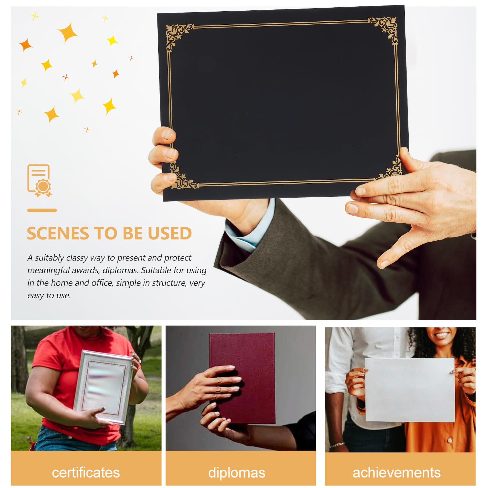 MAGICLULU Fundas para Certificados de Papel Negro 10 Unidades Portadiplomas y Soportes para Documentos Cubiertas Protectoras para Diplomas y Premios Uso Oficina y Presentación Formal