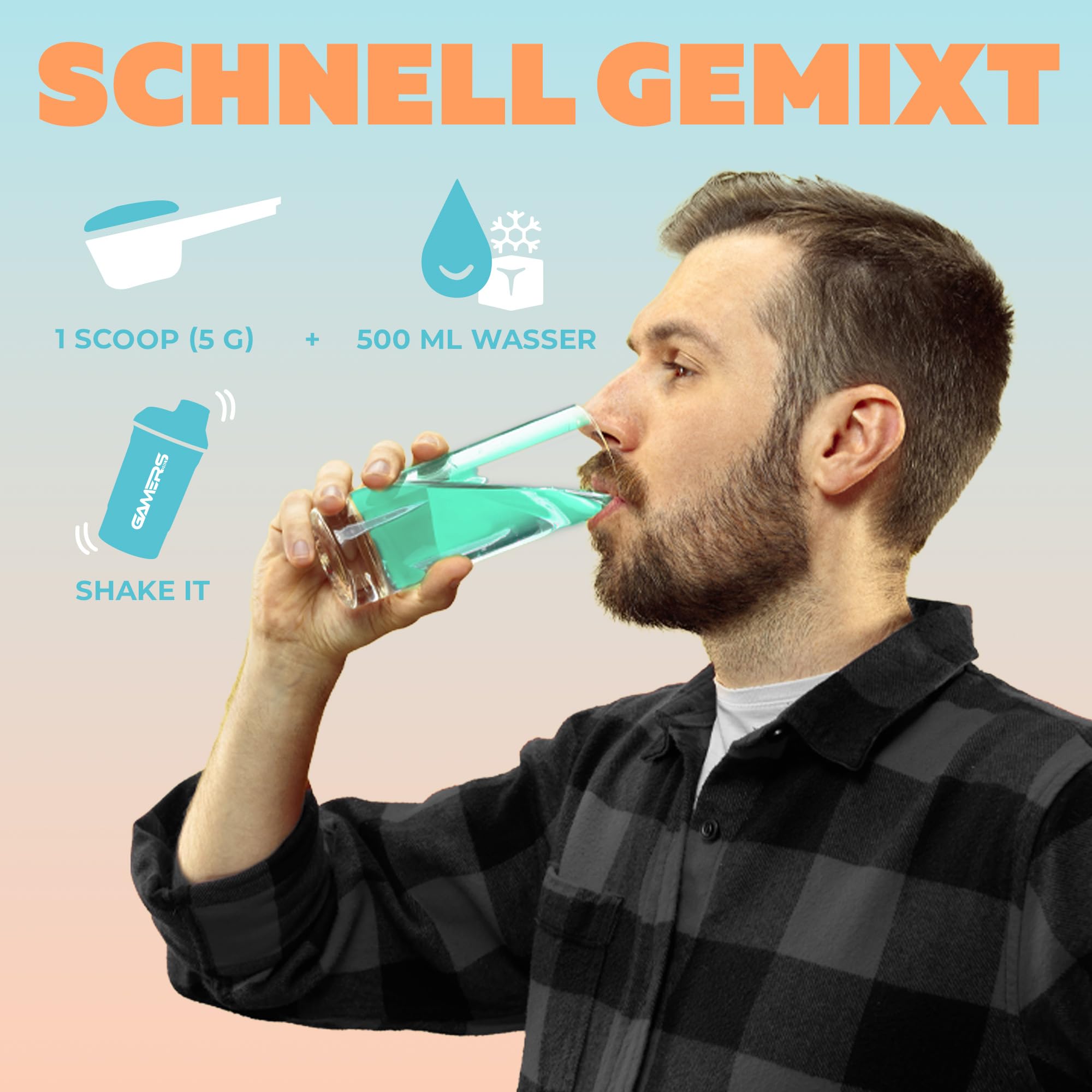 Gamers Only Vitamin Pulver Set [Zero Zucker] inkl. Shaker | Summer Strawberry Lime & Ruby Red Raspberry | 12 Vitamine & Aminosäuren | Vitamin B6, B12 & (Bubblegum & Pfirsich)
