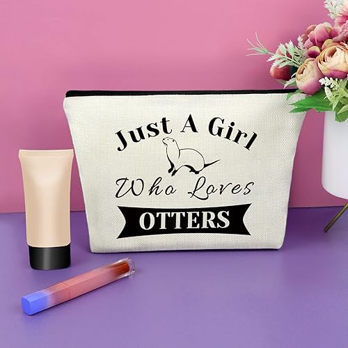 Miniatura 2 de Regalo para amantes de la nutria, regalos de nutria marina para mujeres, bolsa de maquillaje, Quién ama a las nutrias
