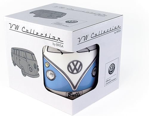Miniatura 4 de BRISA VW Collection - Taza grande de cerámica para café, té y capuchino, diseño de autobús T1 (12.5 fl oz12.5 fl ozfrente de autobús) (azul)
