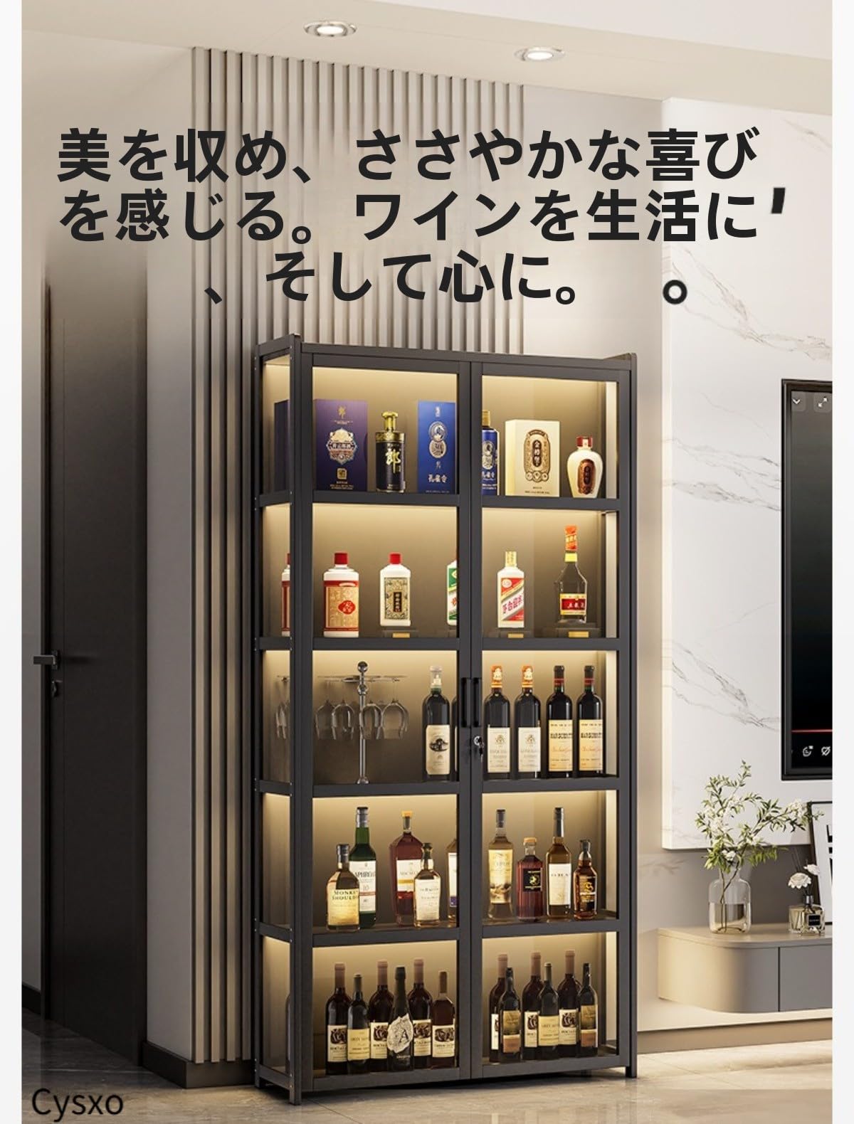 Amazon.co.jp: Cysxoワイン竹、大容量、ウイスキーディスプレイ、落下