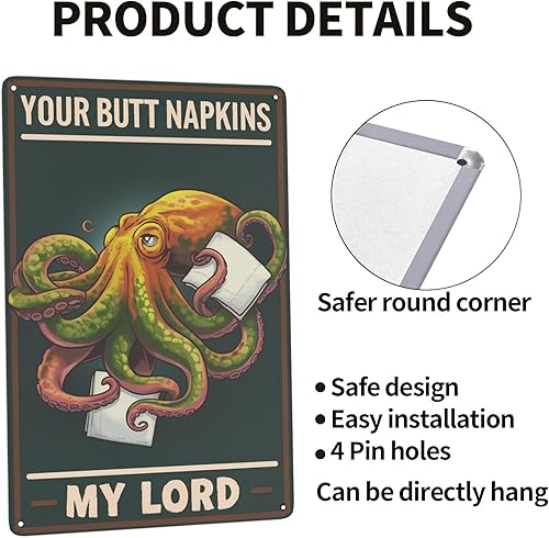 Miniatura 4 de Letrero de lata de humor oceánico, 8 x 12 pulgadas, arte de pared de metal costero para baño náutico, habitación de niños y decoración temática