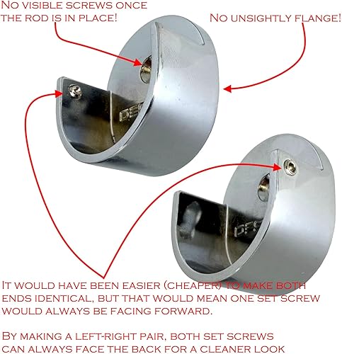 Miniatura 2 de Desunia Bridas de soporte para barra de armario con accesorio de rosca, enchufes de extremo de poste de ropa resistentes para armarios Cromo pulido