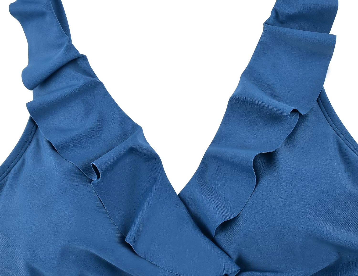 Mycoco Women's Ruffled V Neck One Piece Swimsuit Ruched Bathing Suit Tummy Control Swimwear