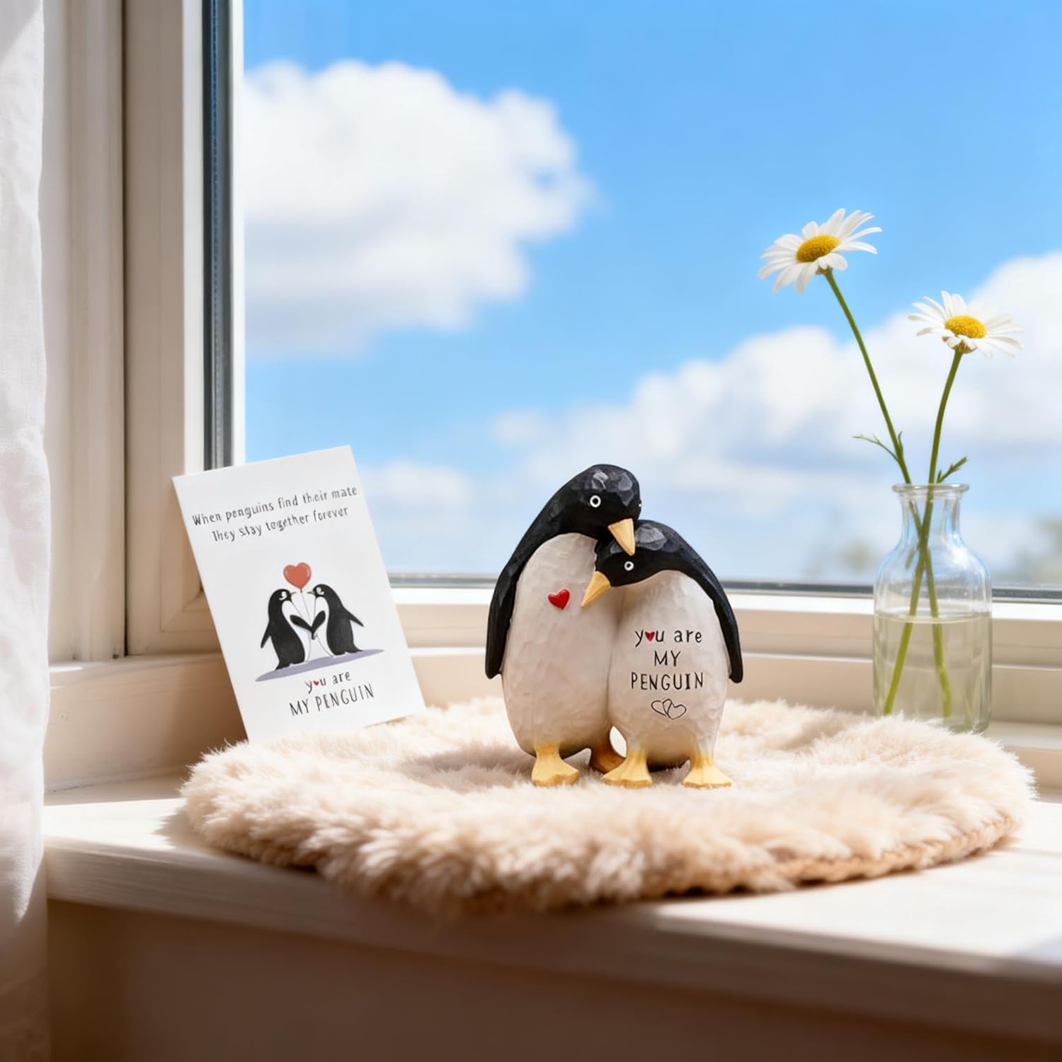 for Women & I Love You Gifts for Him, Cute Penguin Figurines Statue,Collectible Desk Decor for Home Office, Perfect Birthday Valentine’s Present for Girlfriend Couple