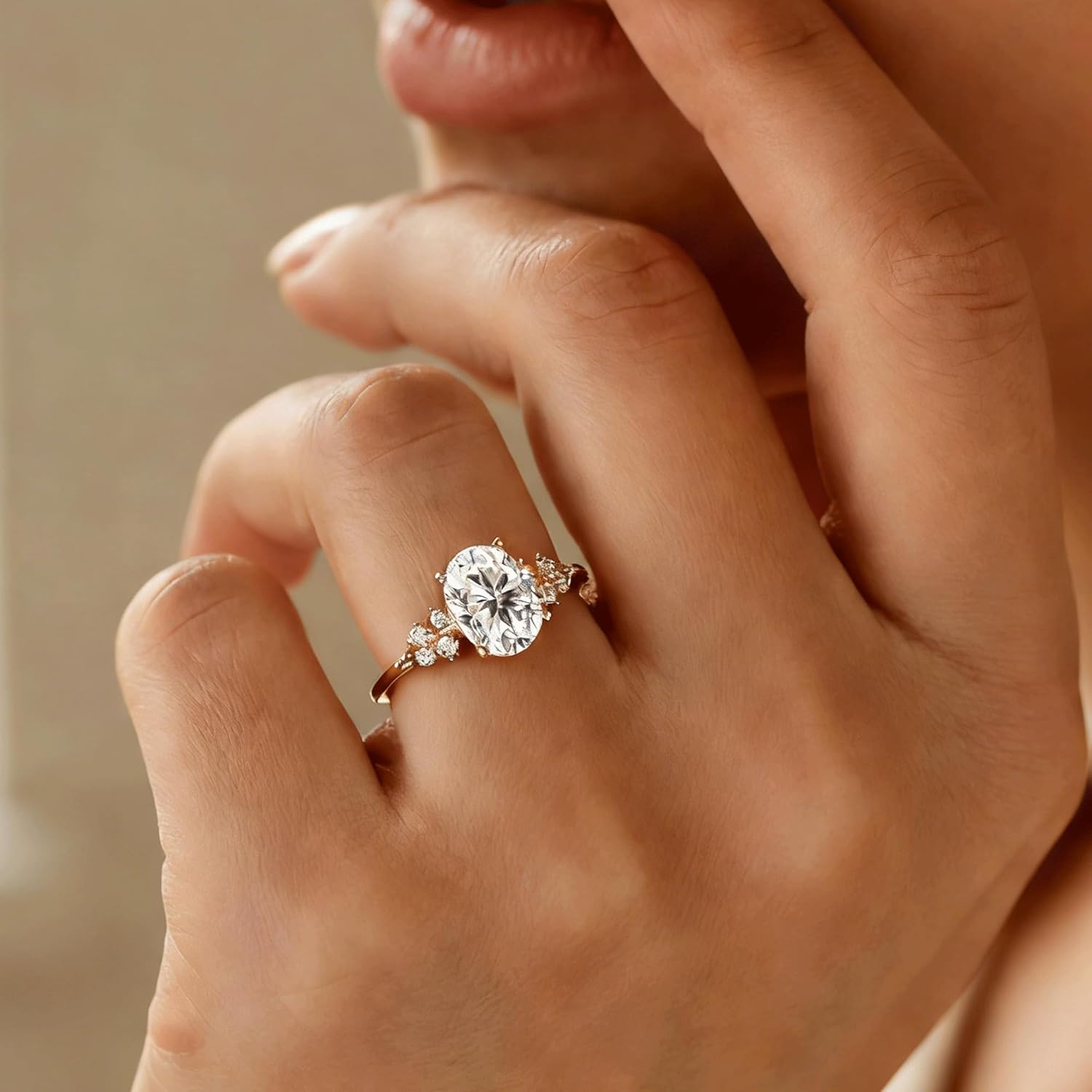 Dulin 1ct/2ct/3ct Engagement Rings for Women Oval Cut 5A Cubic Zirconia Gold Ring 14K Gold Plated Sterling Silver Wedding Band Anniversary Promise Gift for Wife - Image 3