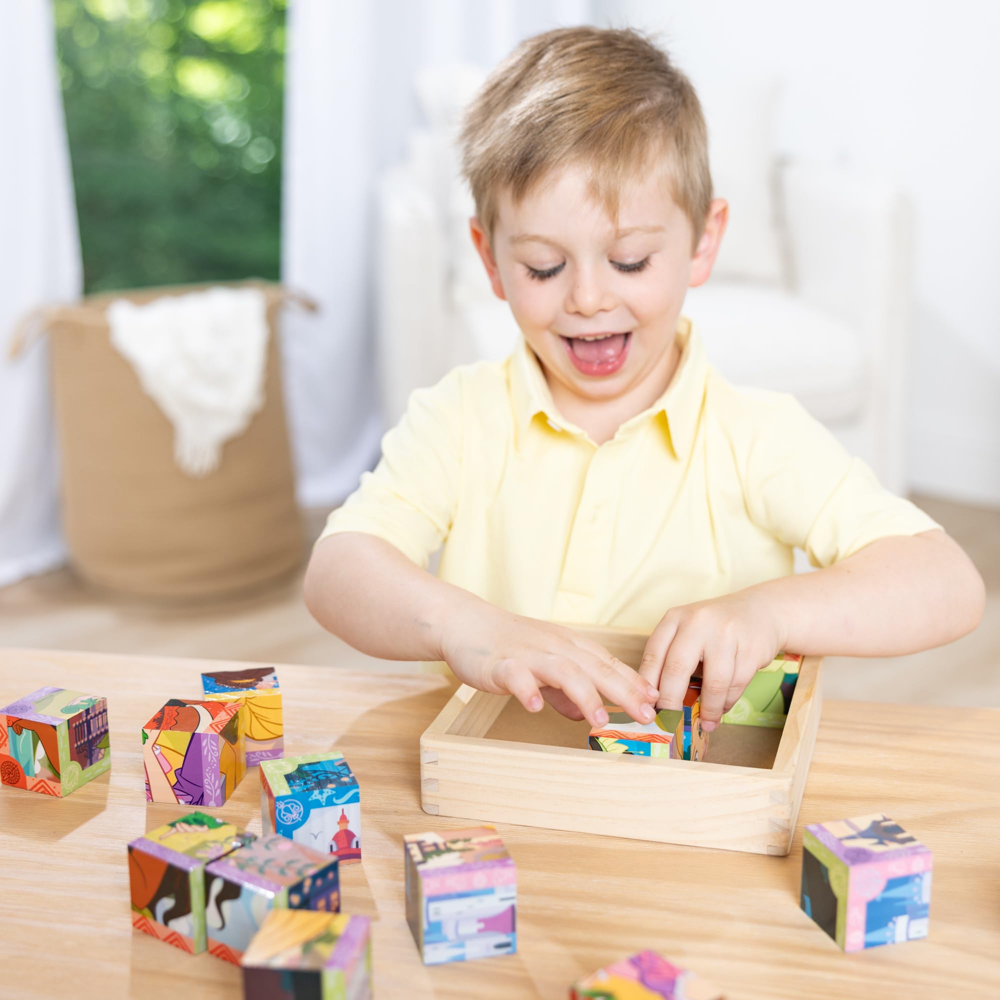 Melissa & Doug Księżniczka Disneya drewniana zabawka kostka puzzle klocki dla chłopców i dziewcząt 3+ - certyfikat FSC