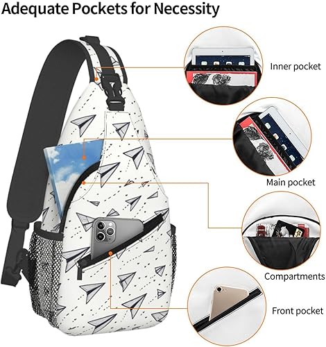 Miniatura 4 de Small Crossbody Bags for Women Men - Vintage Paper Airplane Print Adjustable Shoulder Bag Fanny Packs Belt Sling Bag Crossbody Purses Backpack for
