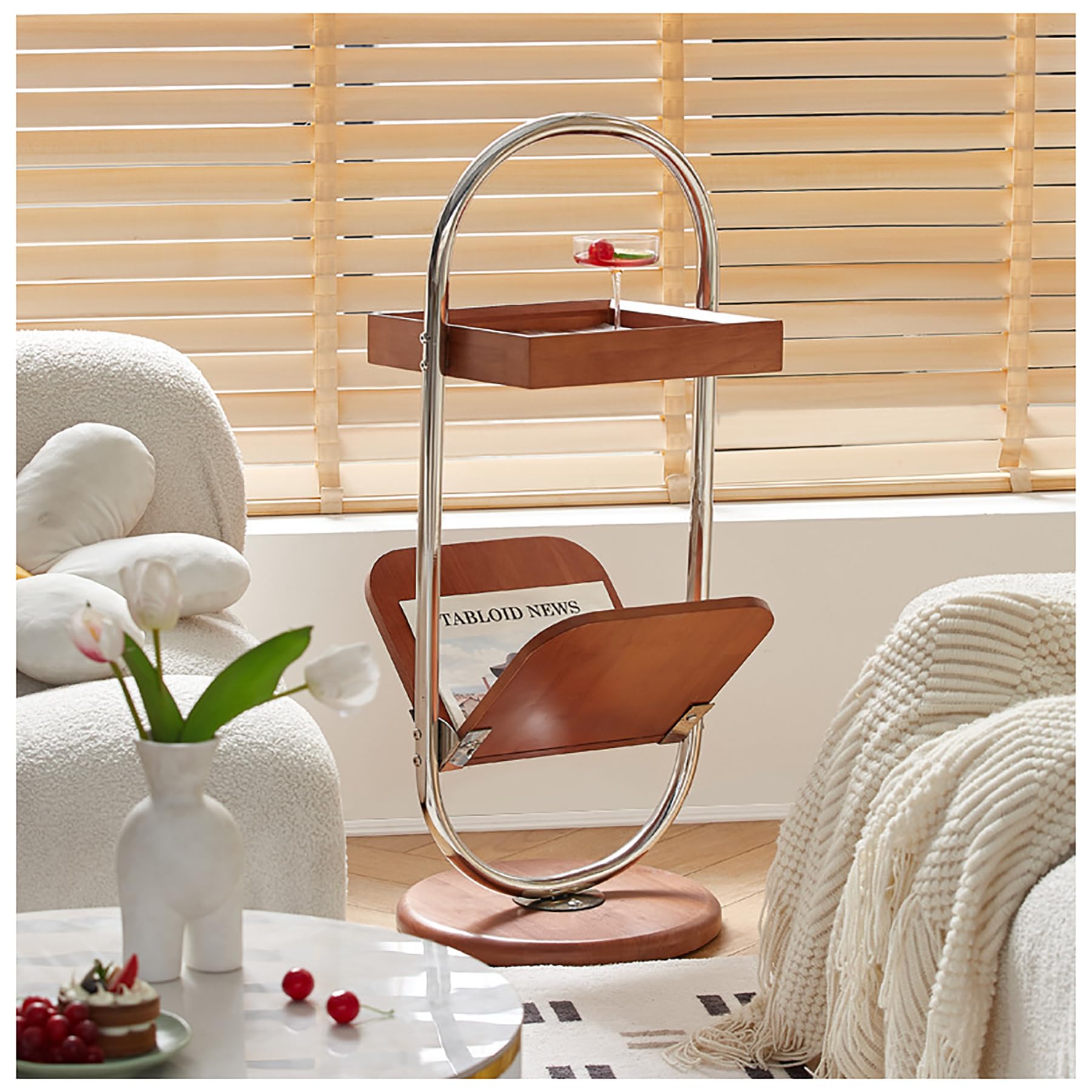 ZLGONRL Small Couch Side Table Wooden Side Table Coffee Table Bedside Table Living Room Small Bookshelf End Table Nightstand Tables with Magazine Rack