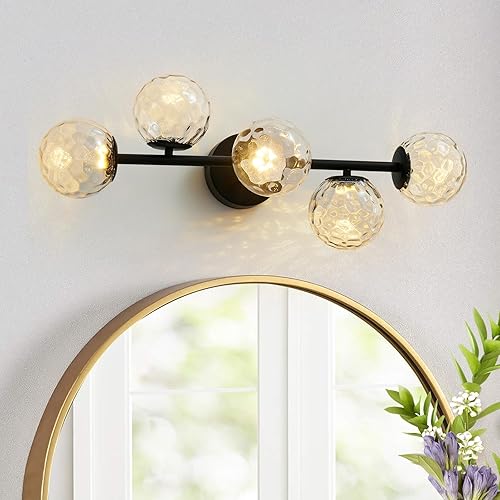 Miniatura 9 de Lámpara de baño, luz dorada cepillada sobre espejo con pantallas de vidrio blanco leche, apliques de pared LED regulables para pasillo, entrada,